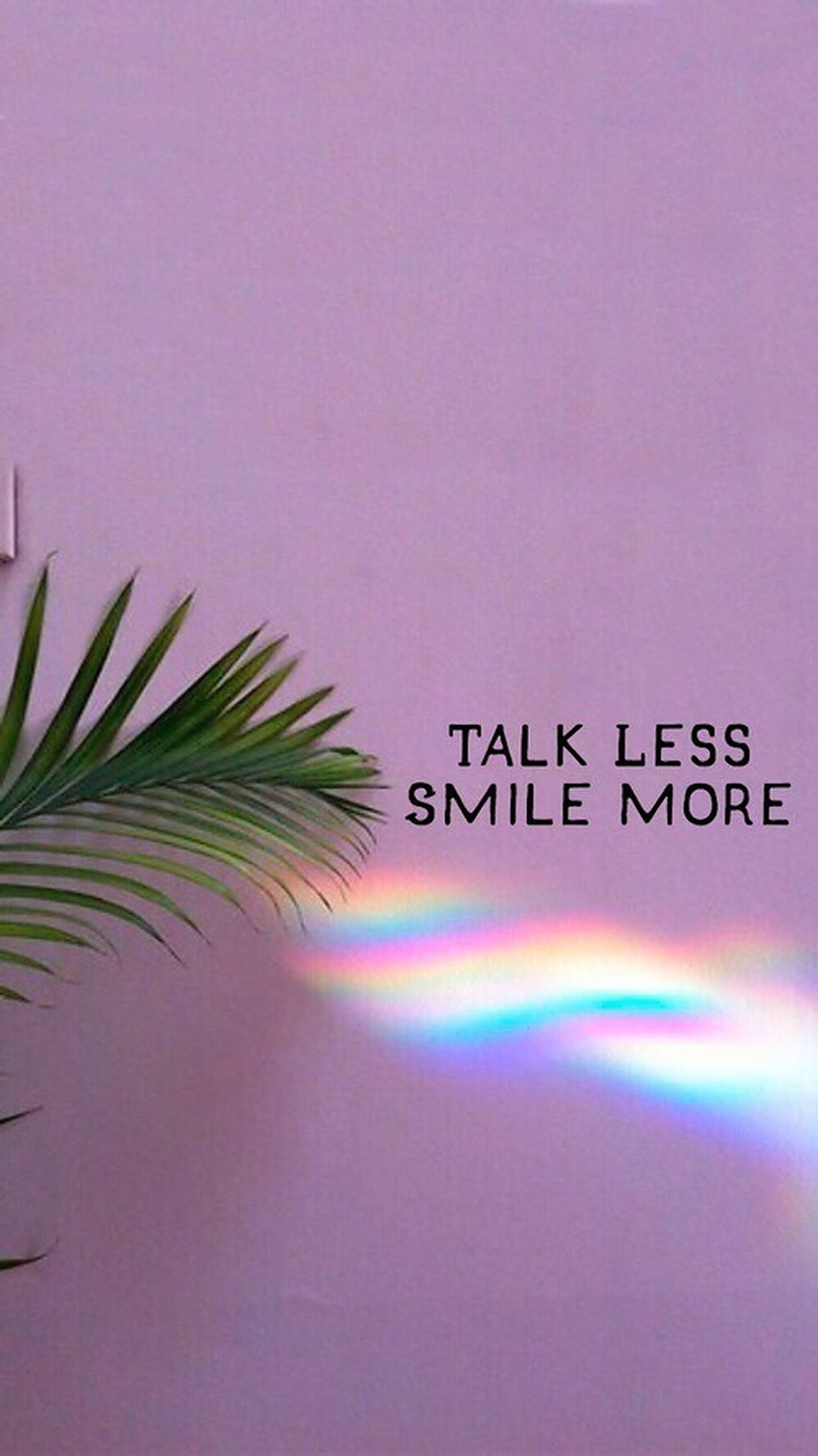palm leaf, rainbow prism, soft purple wall, Full HD Phone Wallpaper