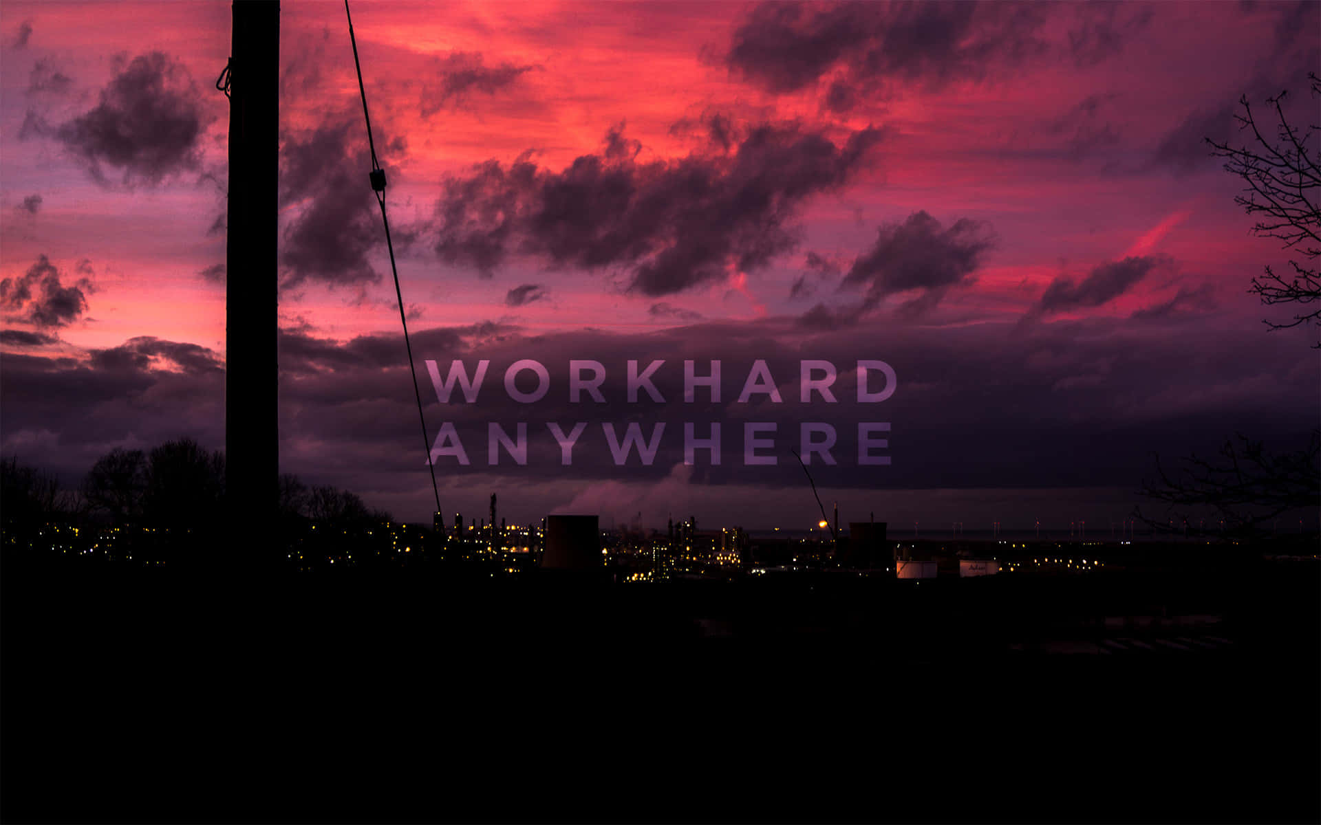 magenta, purple sunset, industrial skyline, Full HD Desktop Wallpaper