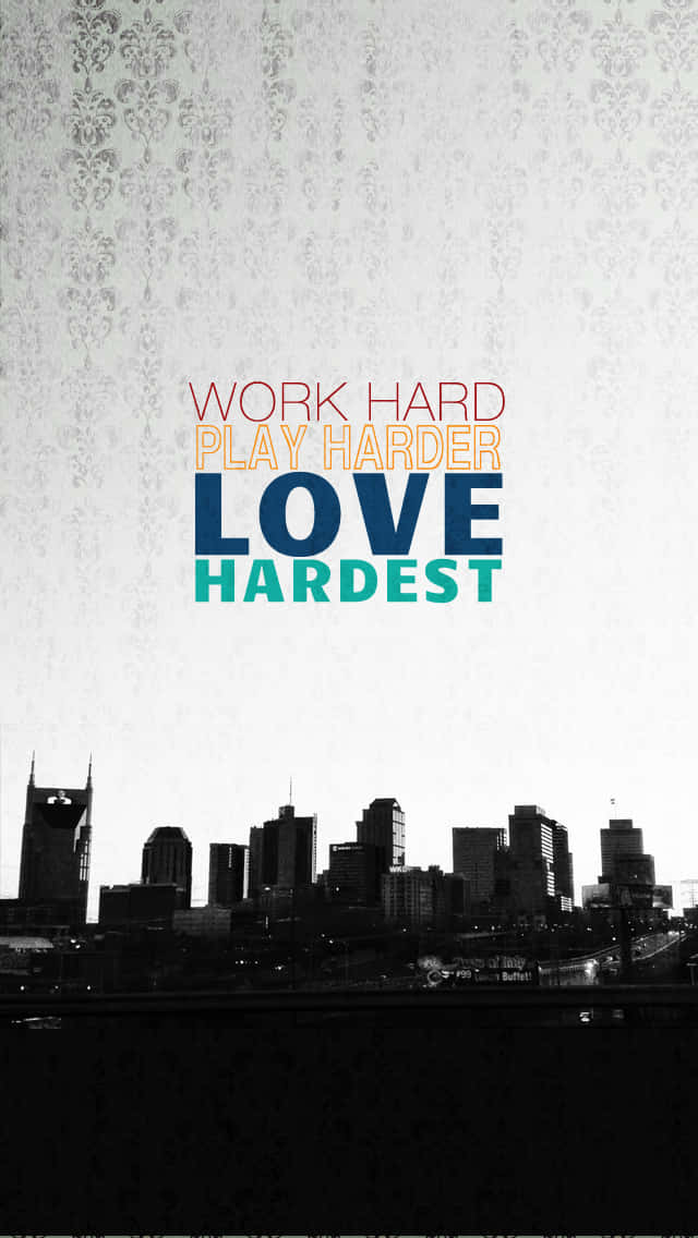 work hard, nashville, monochrome city skyline, SD Phone Wallpaper