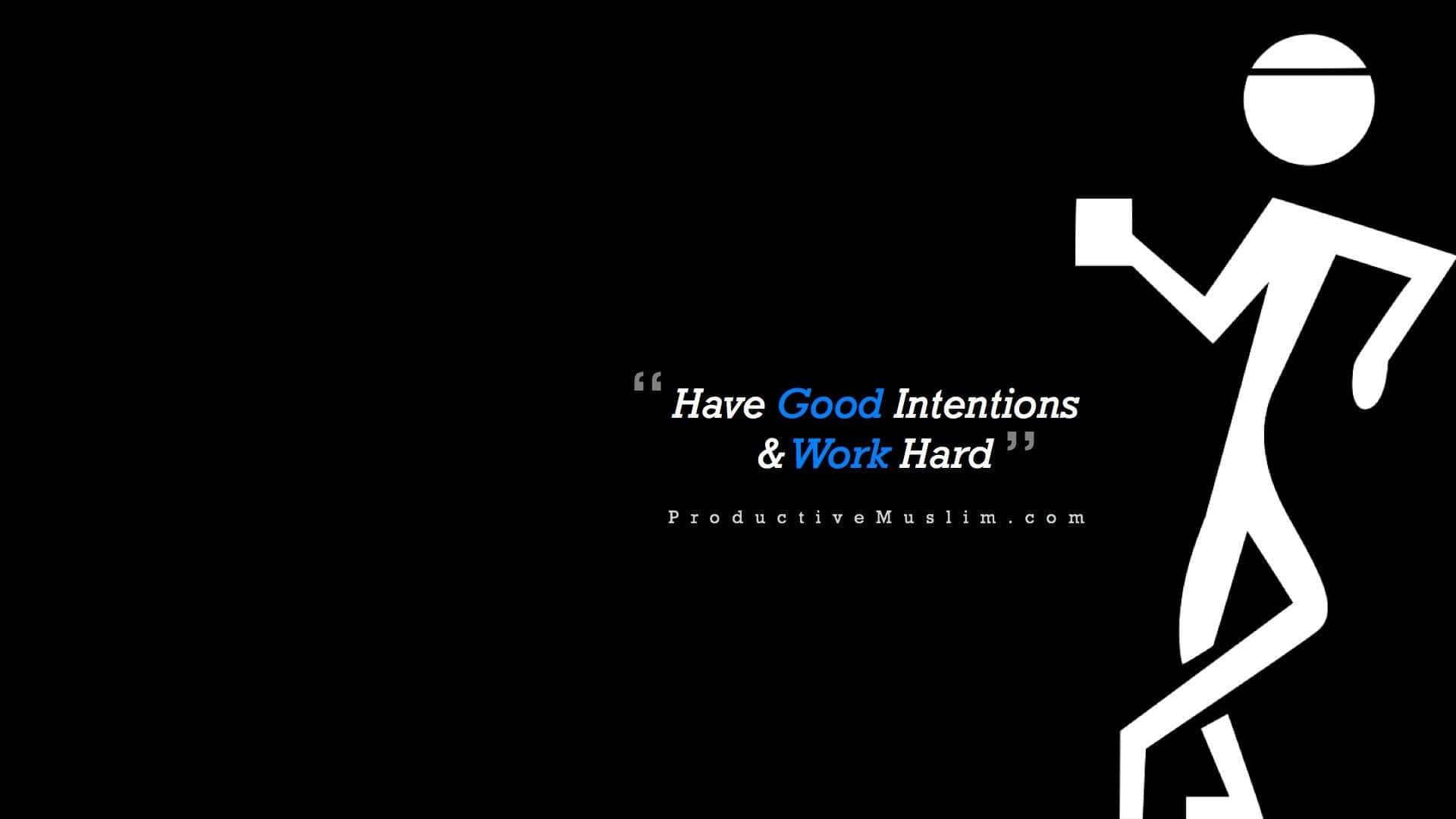 Work Hard, white stick figure, black background, Full HD Desktop Wallpaper