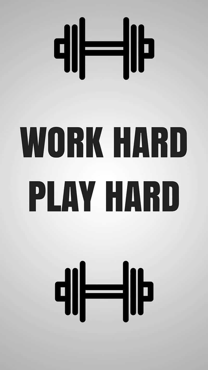 work hard, dumbbell icons, bold text, HD Phone Wallpaper