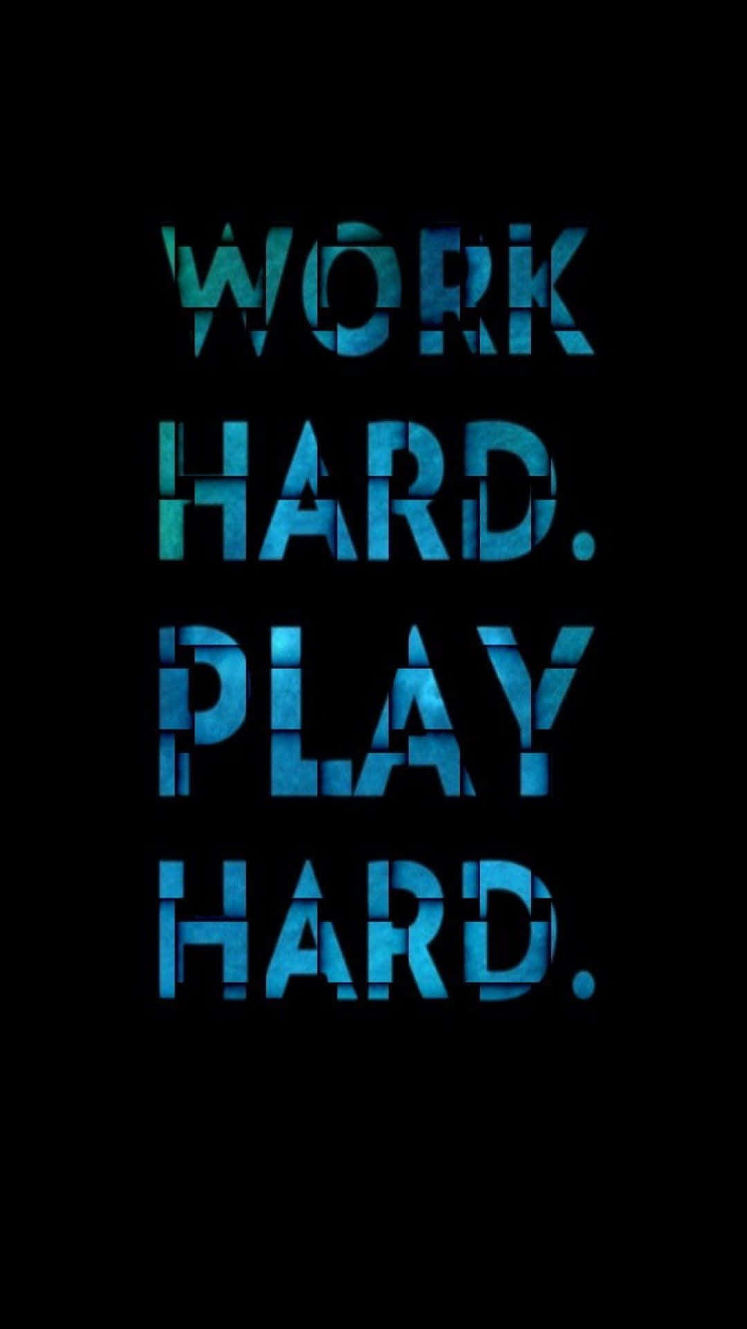 Work Hard, bold blue text, stark black background, Full HD Phone Wallpaper