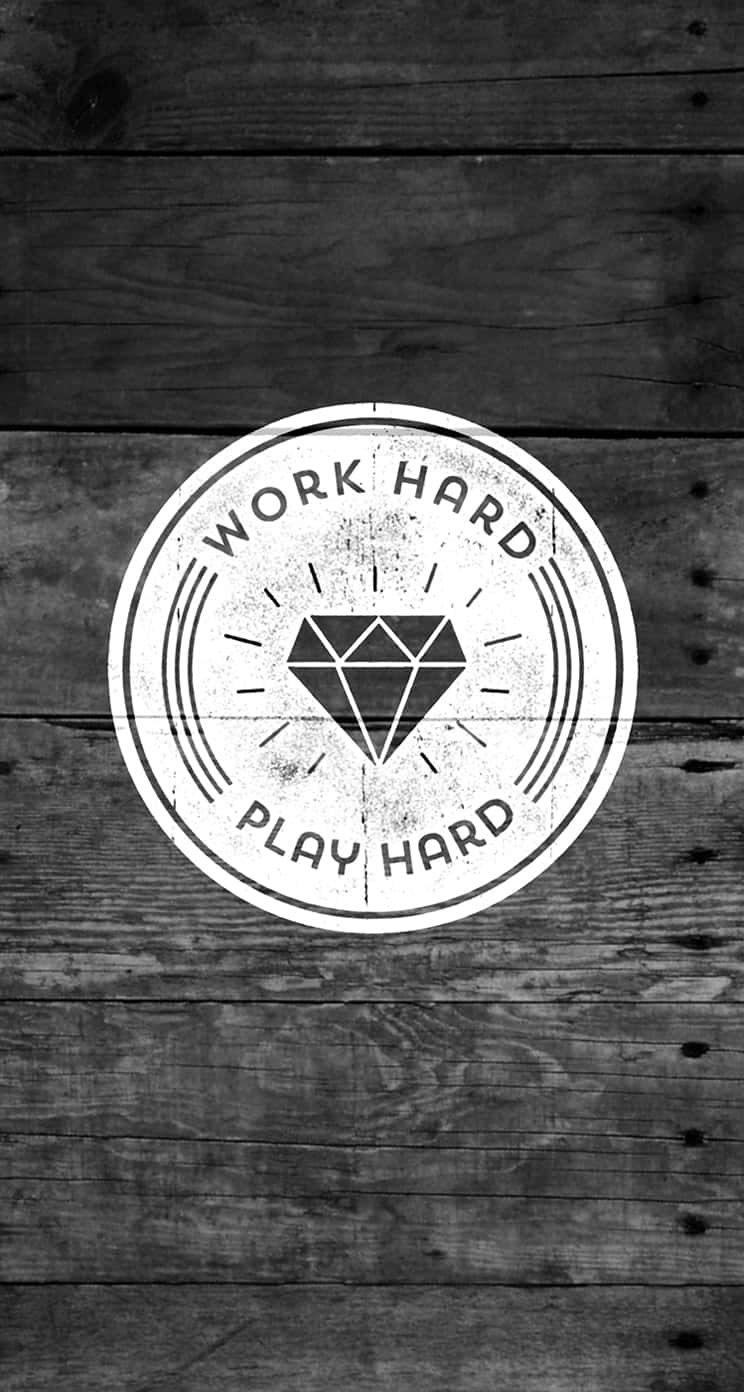 work hard play hard logo, vintage circular emblem, diamond, HD Phone Wallpaper