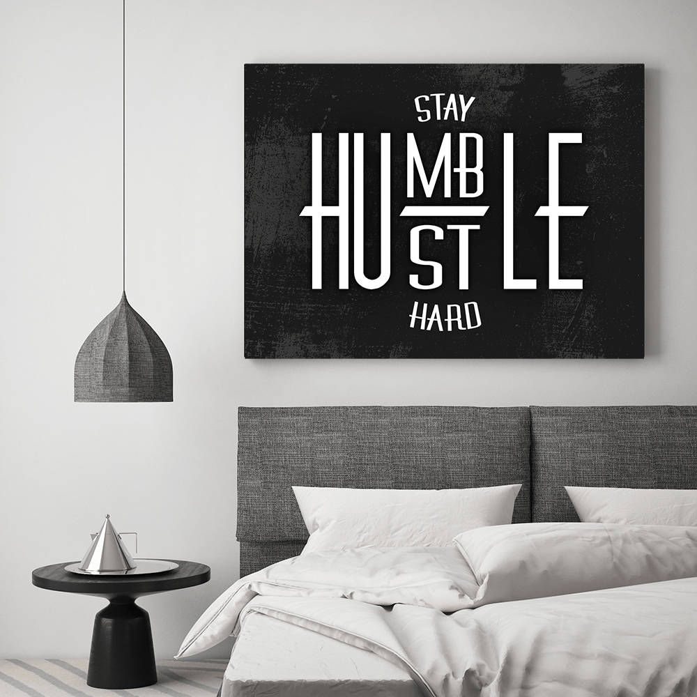 STAY HUMBLE HUSTLE HARD, black canvas, white text, SD Desktop Wallpaper