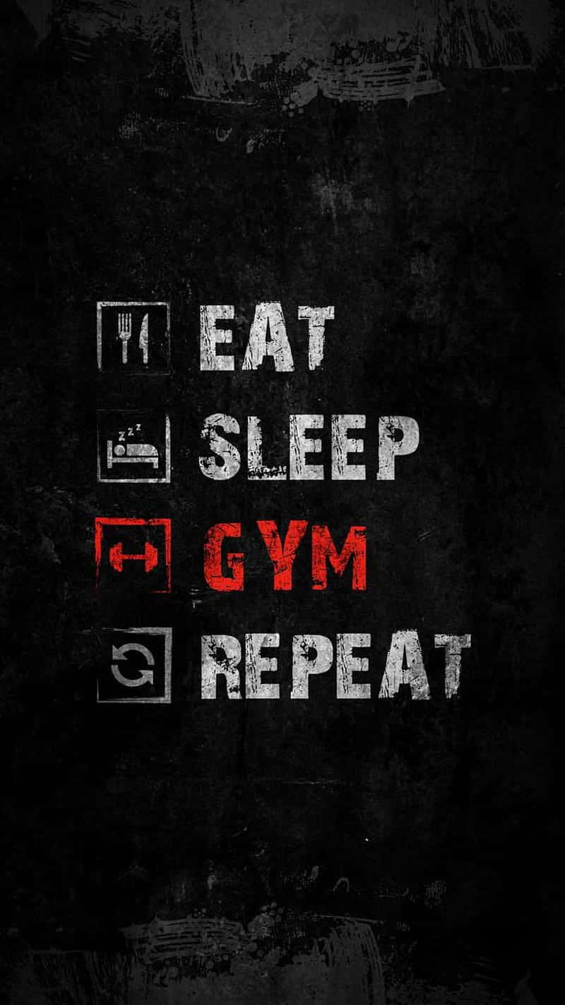 eat sleep gym repeat, bold white and red distressed text, gritty black textured wallpaper, HD Phone Wallpaper
