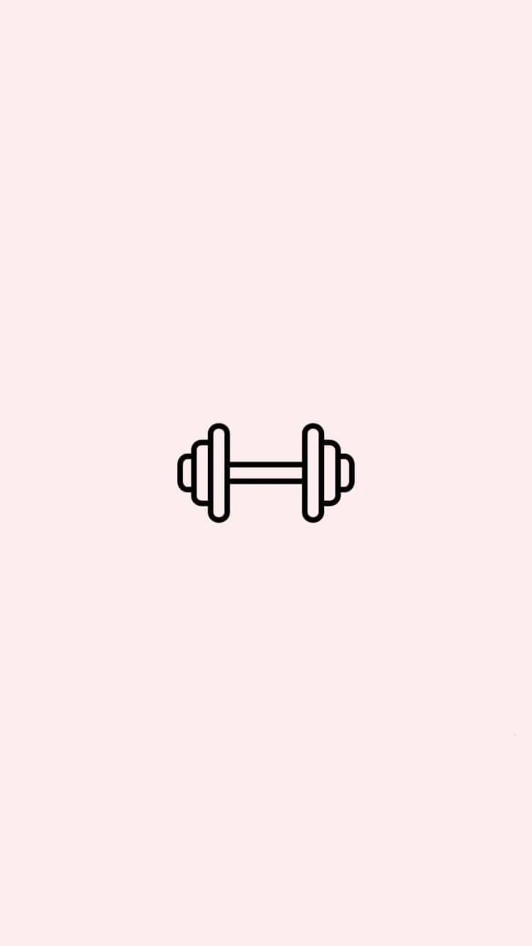 minimalist dumbbell icon, black line drawing, soft pink background, HD Phone Wallpaper