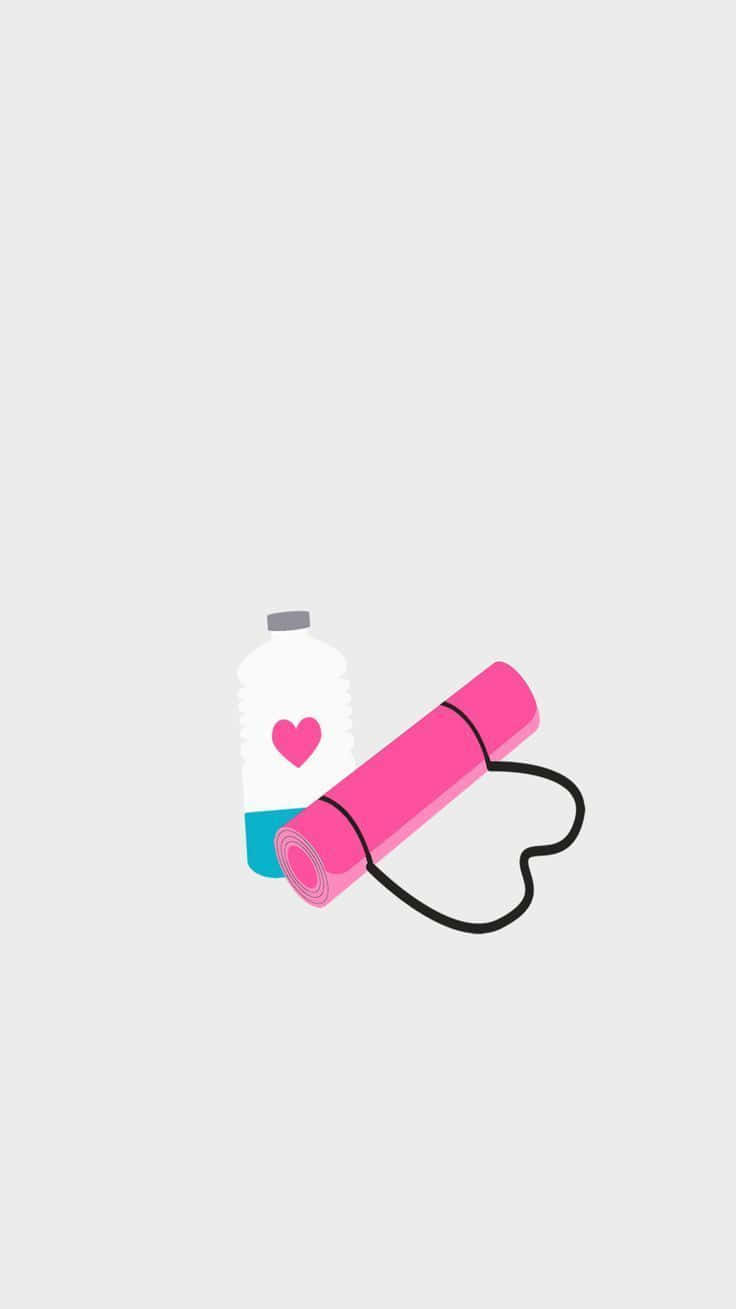 pink yoga mat, water bottle, heart designs, HD Phone Wallpaper