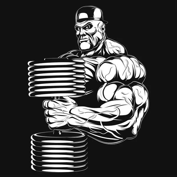 Vector HD Bodybuilders, black and white illustration, muscular man, SD Desktop Wallpaper