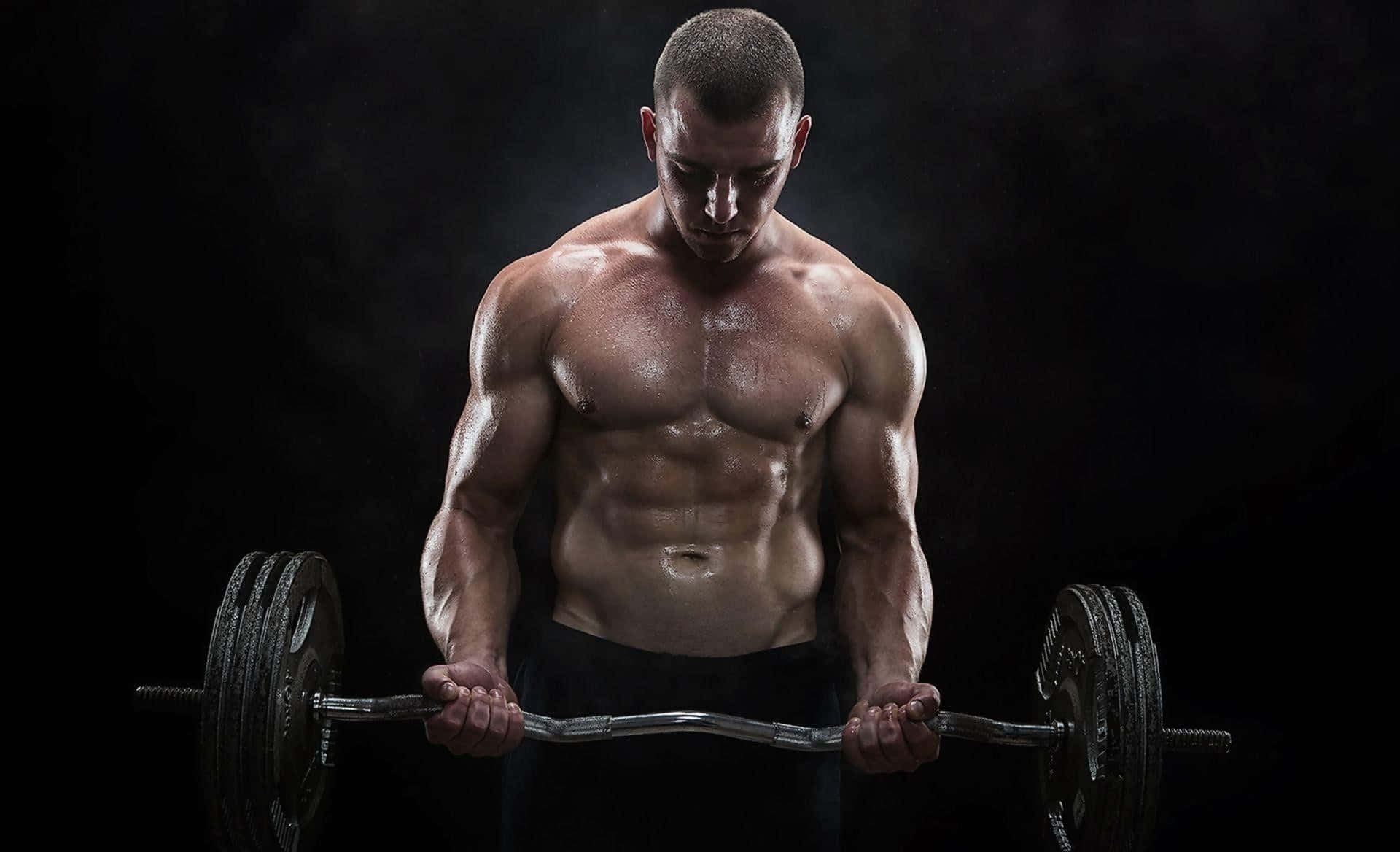 intense weightlifting session, muscular man, heavy barbell, Full HD Desktop Wallpaper