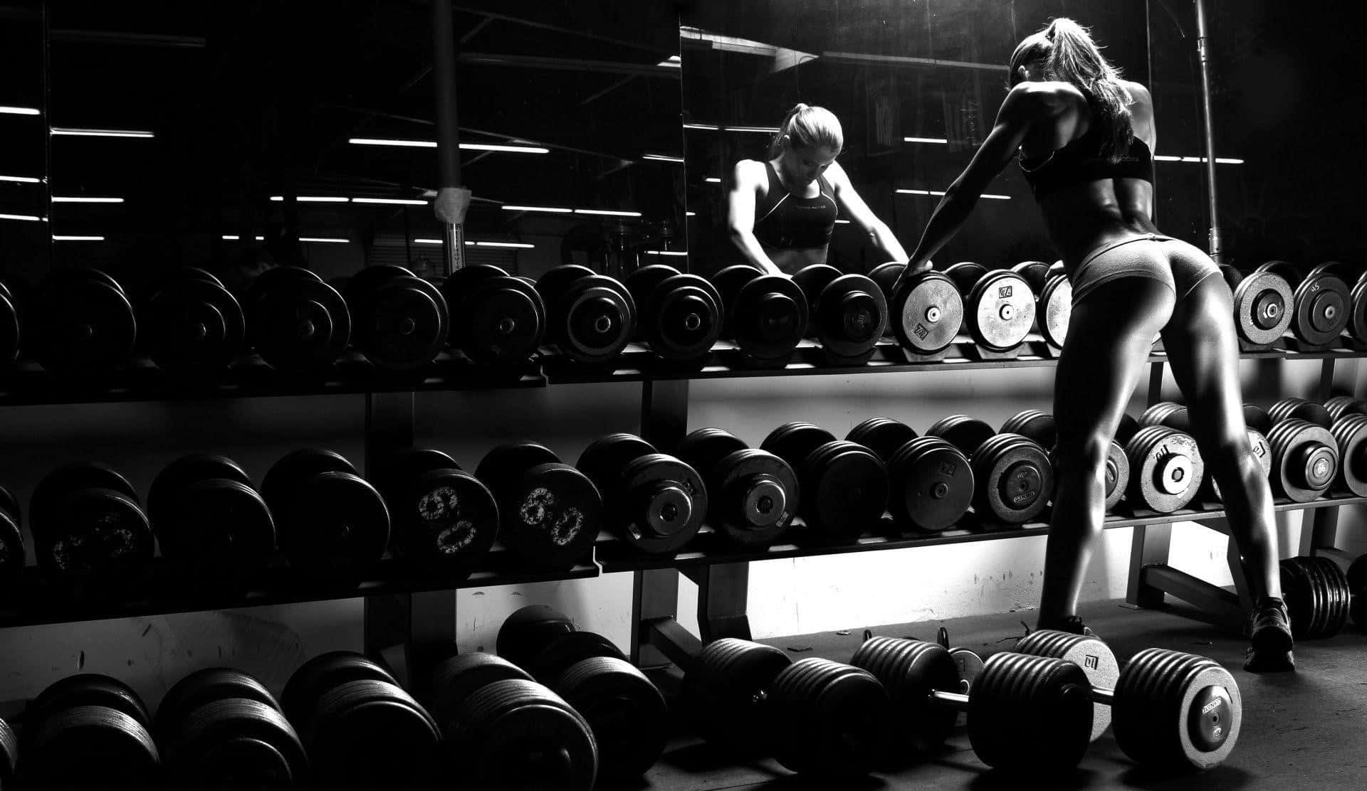 gym, dumbbell, rack of weights, Full HD Desktop Wallpaper
