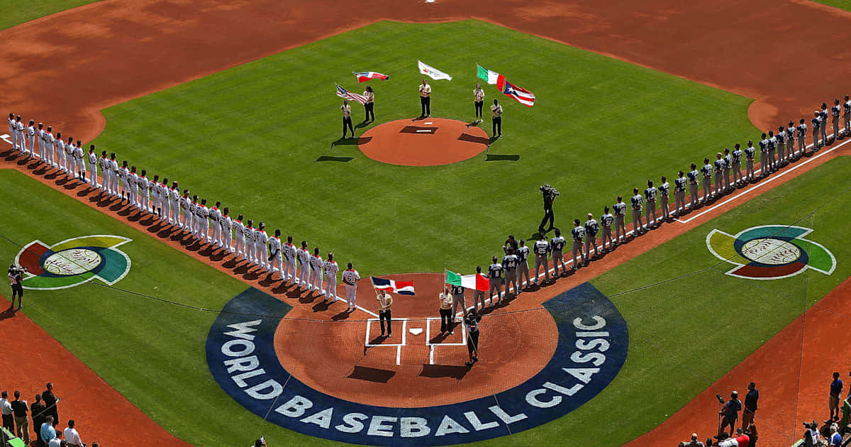 World Baseball Classic, white uniforms, green field, SD Desktop Wallpaper