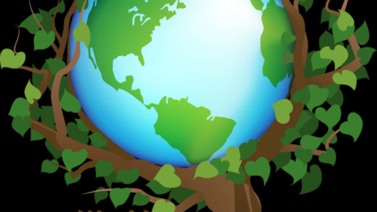 World Environment Day, blue and green globe, heart-shaped leaves, HD Desktop Wallpaper