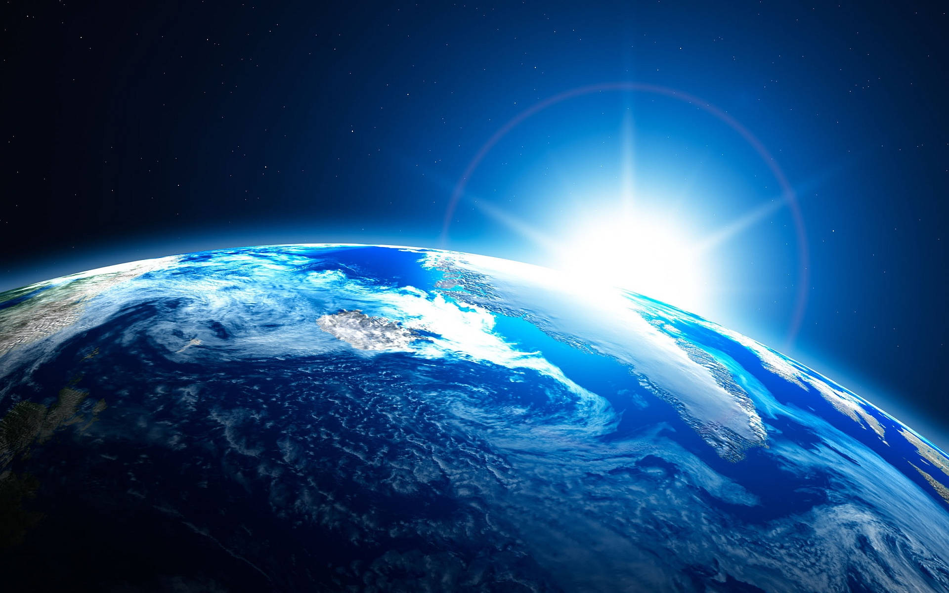 3D globe, Earth, radiant sun, Full HD Desktop Wallpaper