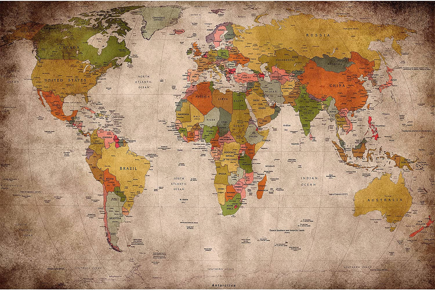 World Globe, earthy tones, distressed texture, HD Desktop Wallpaper
