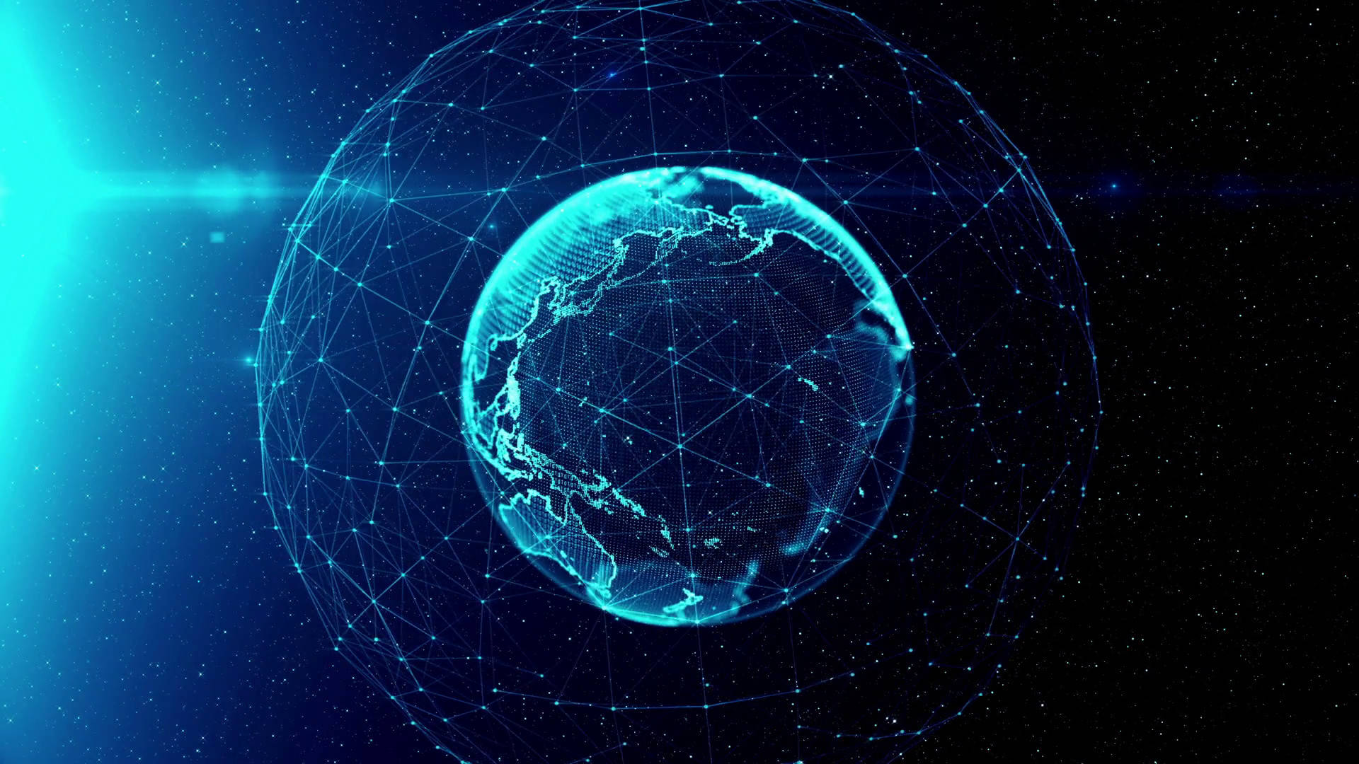 glowing blue digital globe, interconnected nodes, space, Full HD Desktop Wallpaper