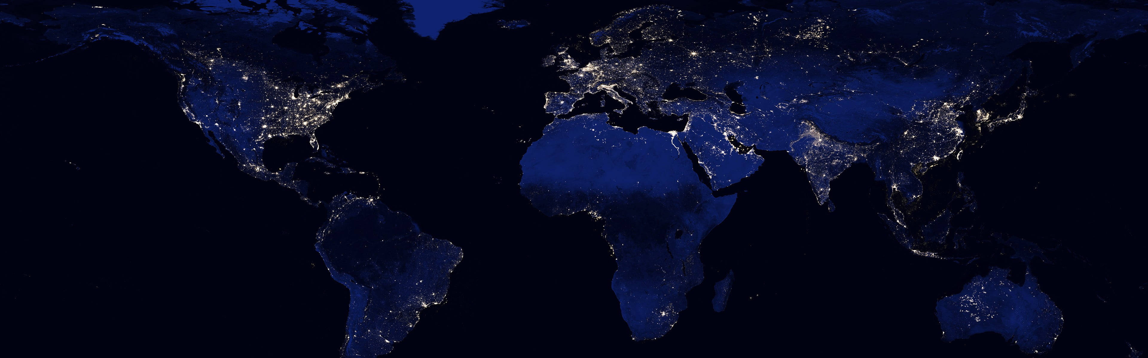 World Map 4K, night, Earth, 4K Desktop Wallpaper