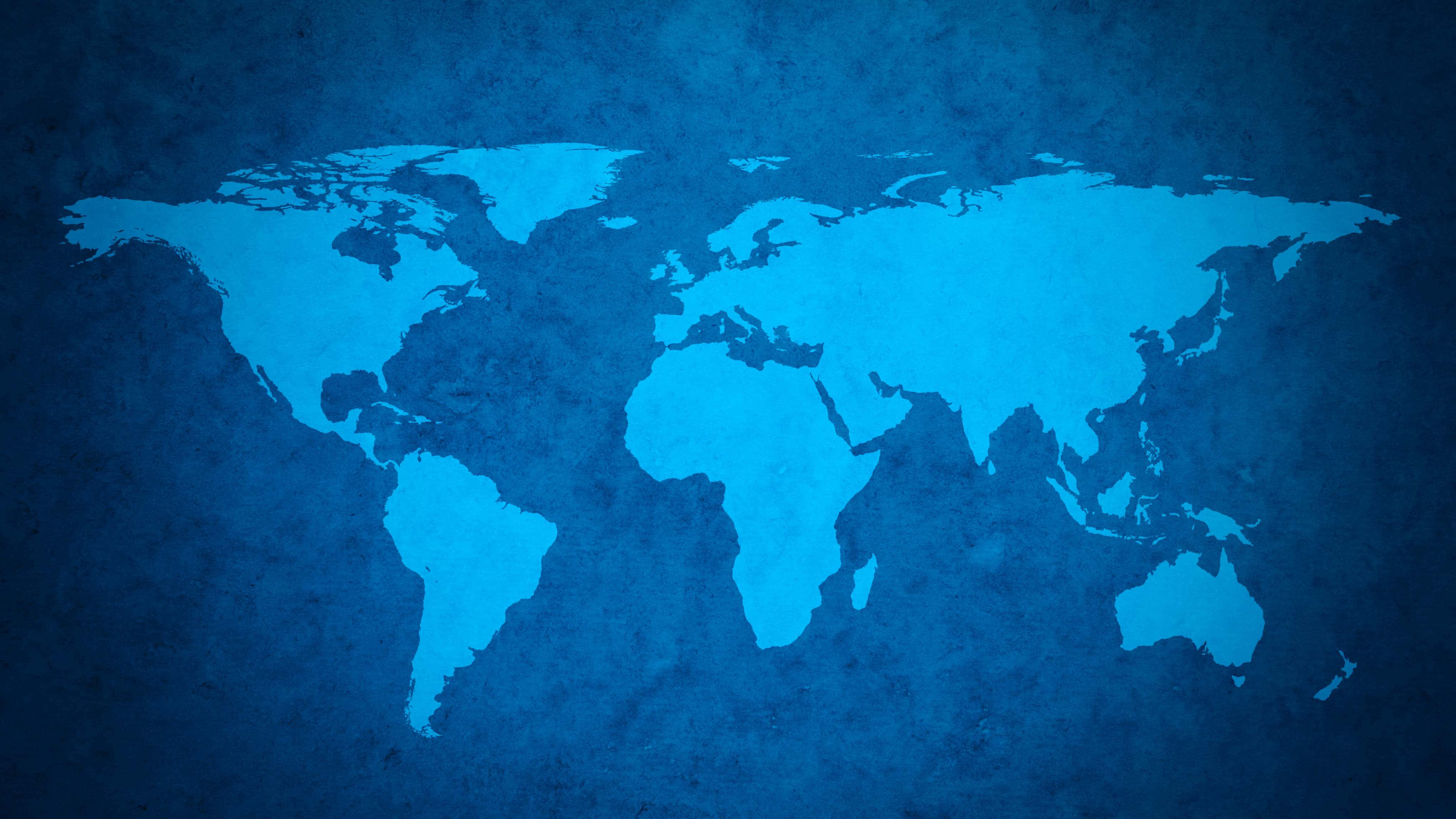 blue world map silhouette, textured dark blue background, subtle grunge effects, 4K Desktop Wallpaper