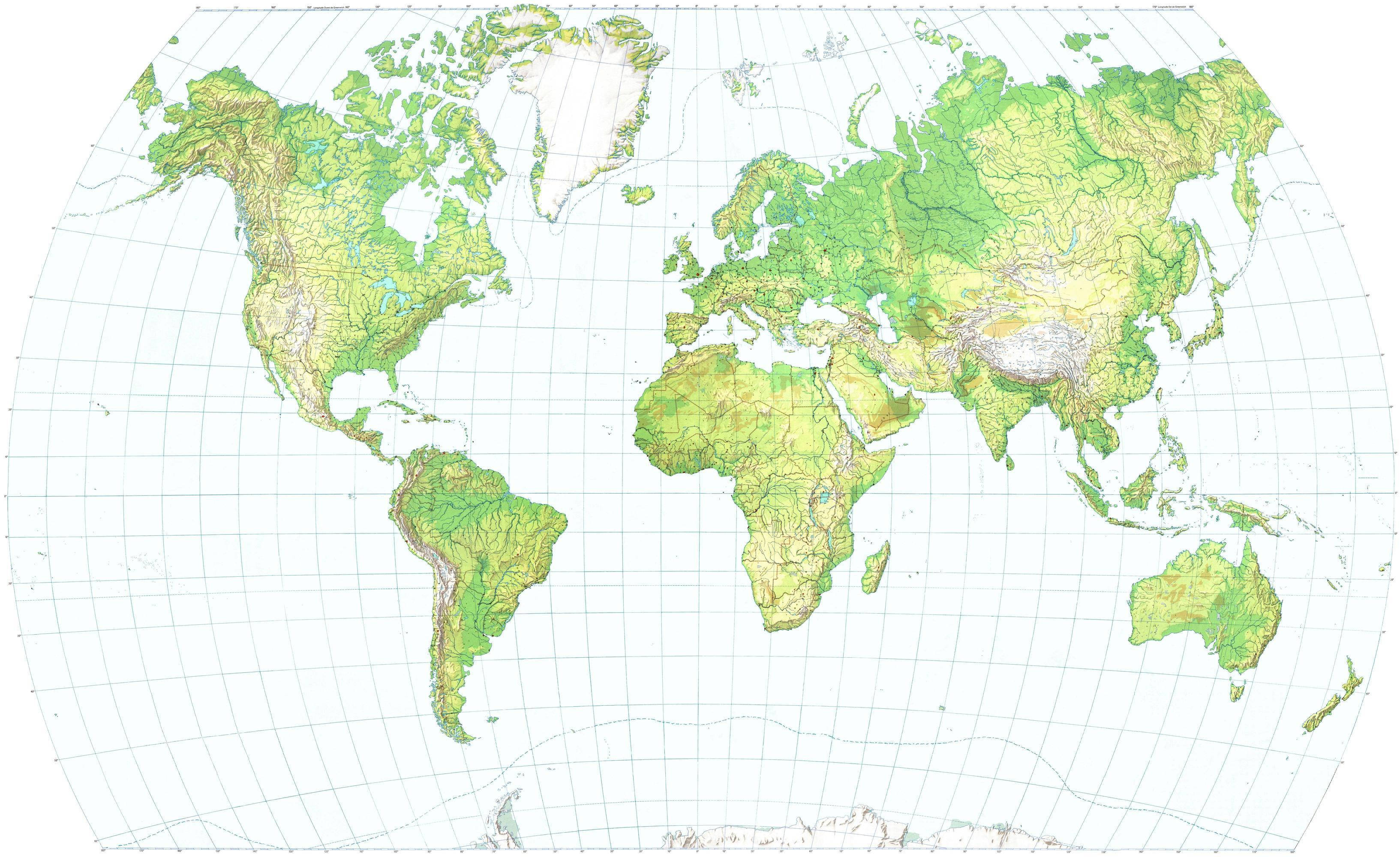 world map, topographical world map, green terrain shading, 2K Desktop Wallpaper