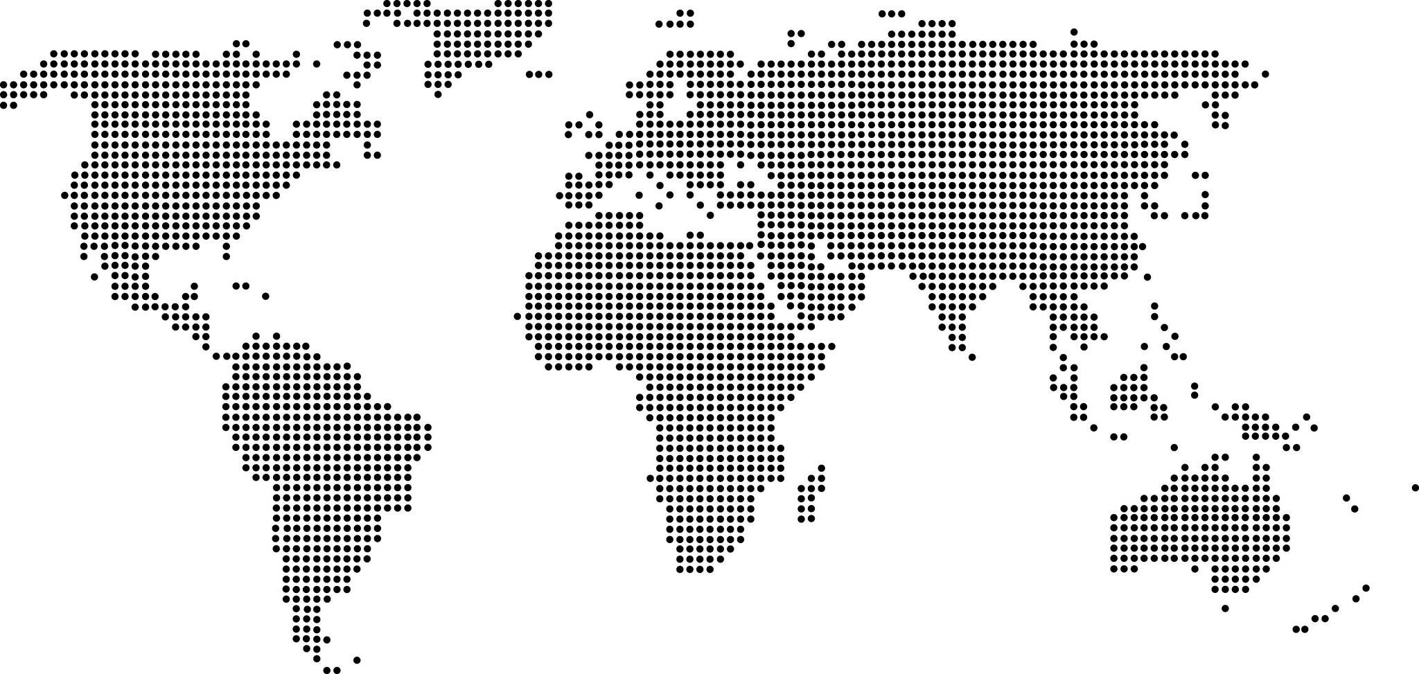 World Map, black halftone dots, clean white background, Full HD Desktop Wallpaper