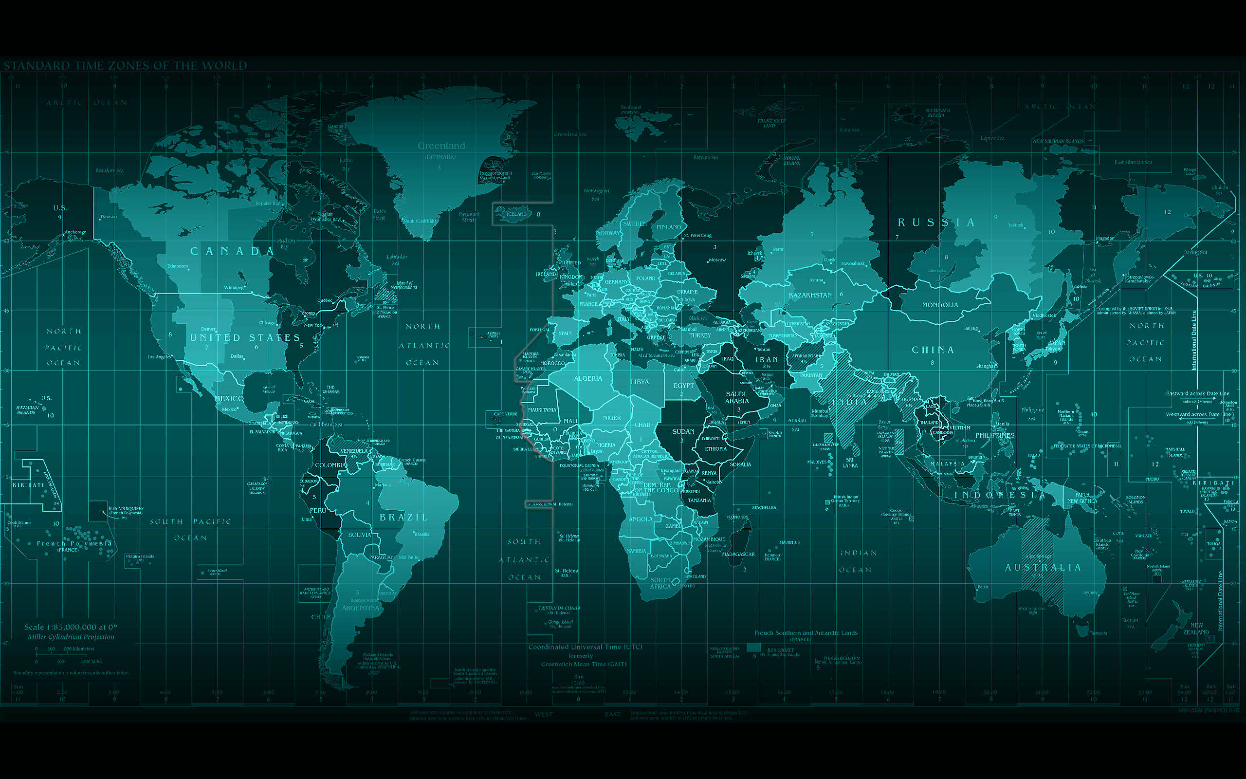 digital world map, glowing teal countries, grid lines, 2K Desktop Wallpaper
