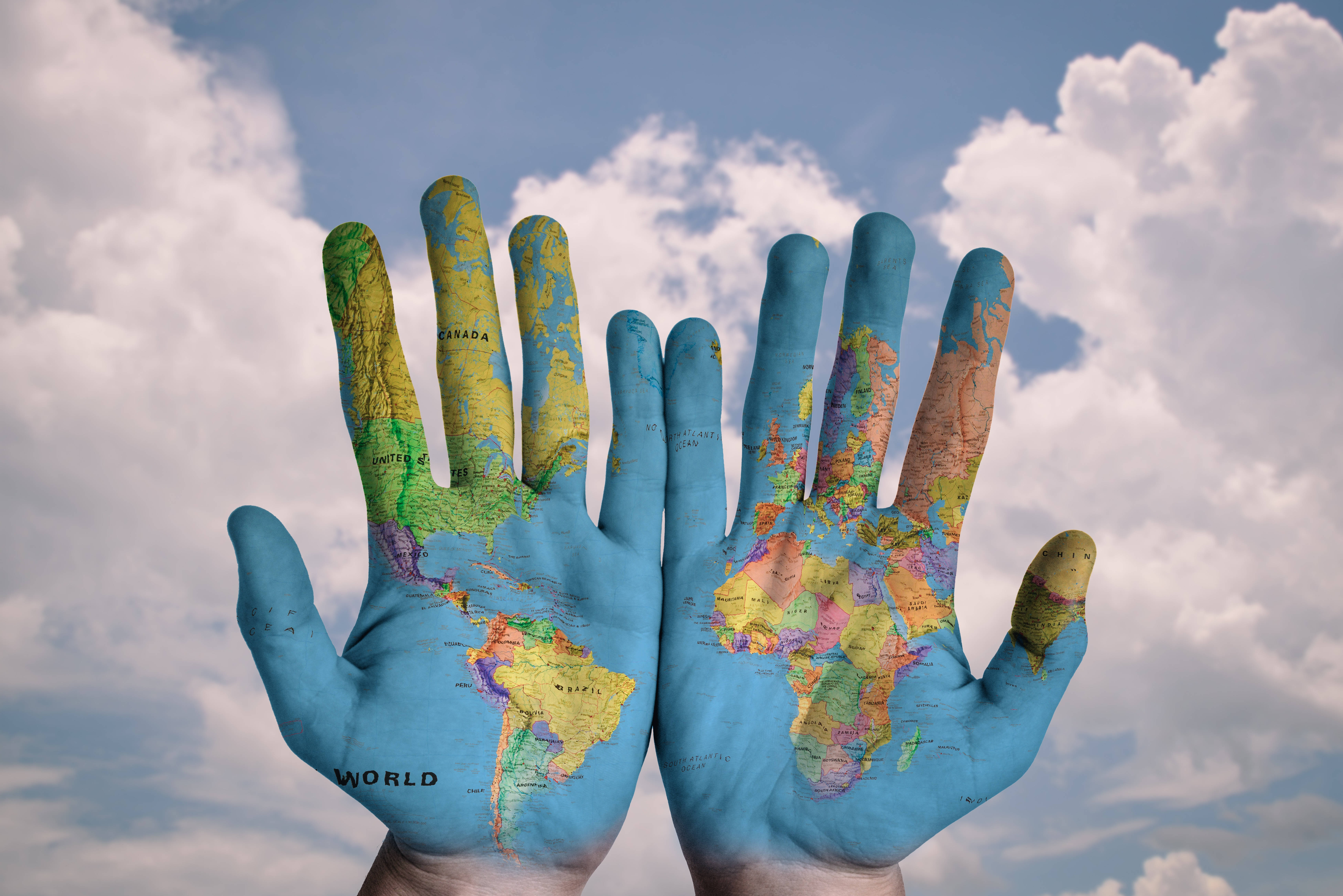 world map, 4K, hands, 5K Desktop Wallpaper