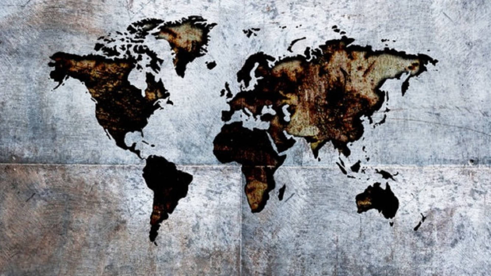 rustic world mapon metal, weathered world map, rusted metal, Full HD Desktop Wallpaper