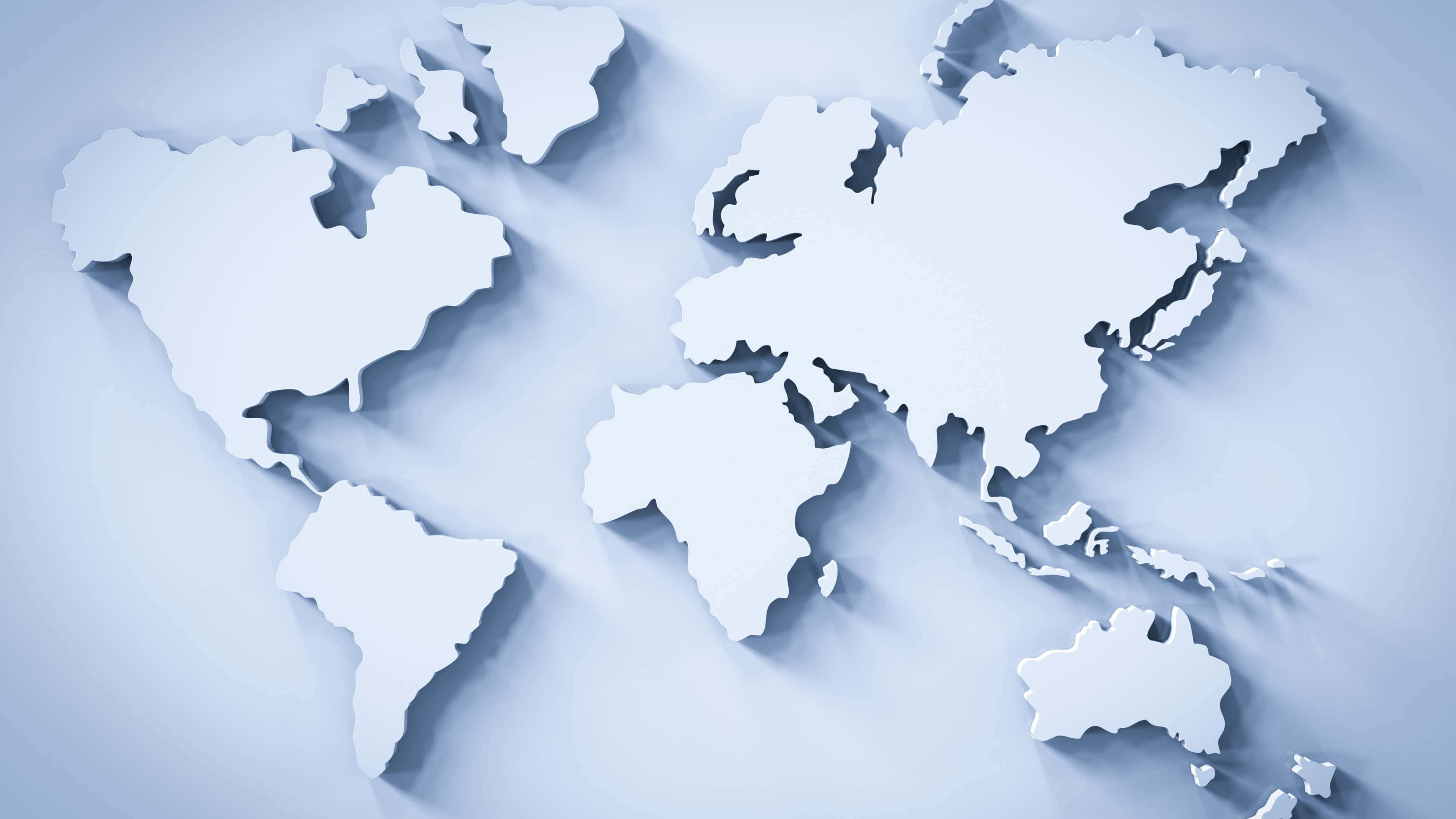 abstract world map, white world map, 3d-rendered, 4K Desktop Wallpaper