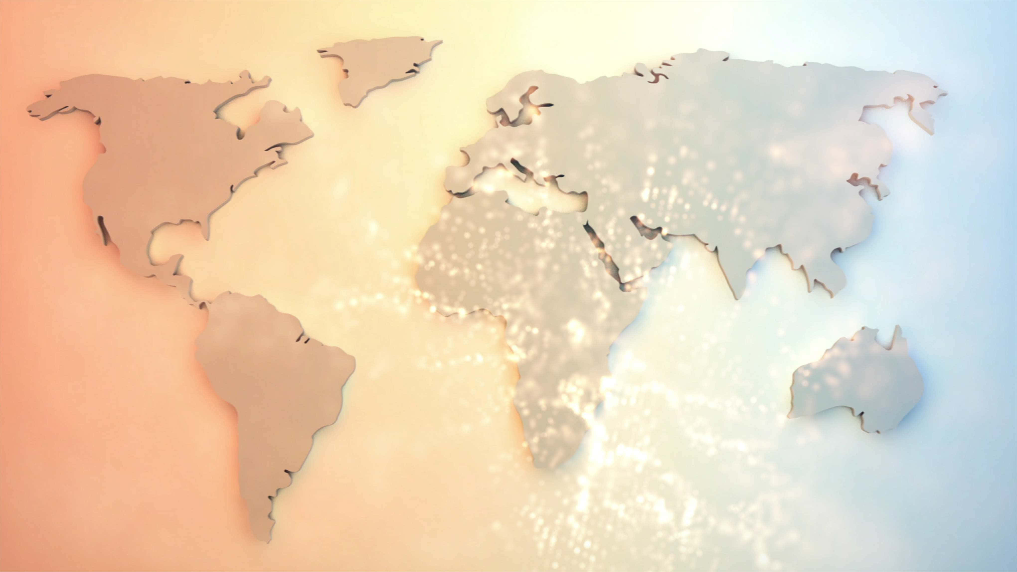 3d world map, glowing, soft light particles, 4K Desktop Wallpaper