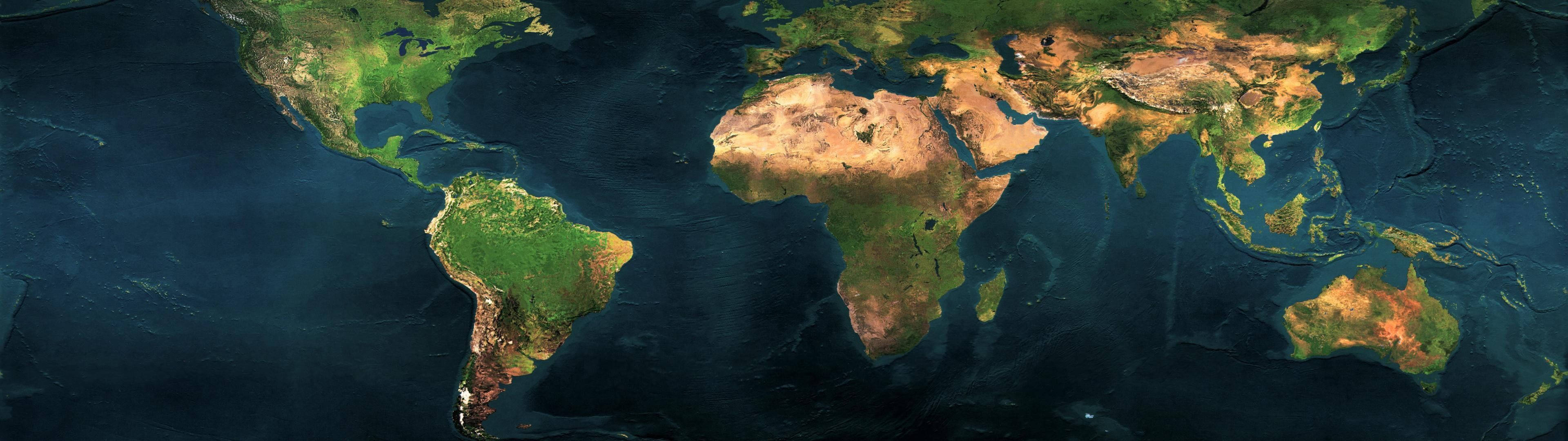 3840x1080, 4K, World Map, 4K Desktop Wallpaper