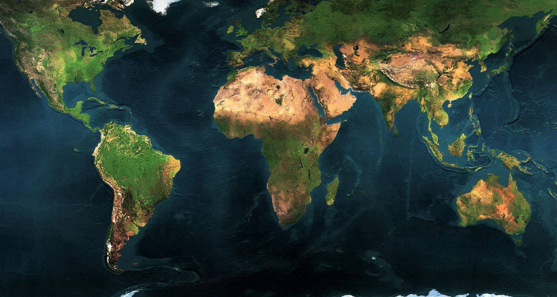 satellite world map, Aerial satellite view, Earth, Full HD Desktop Wallpaper