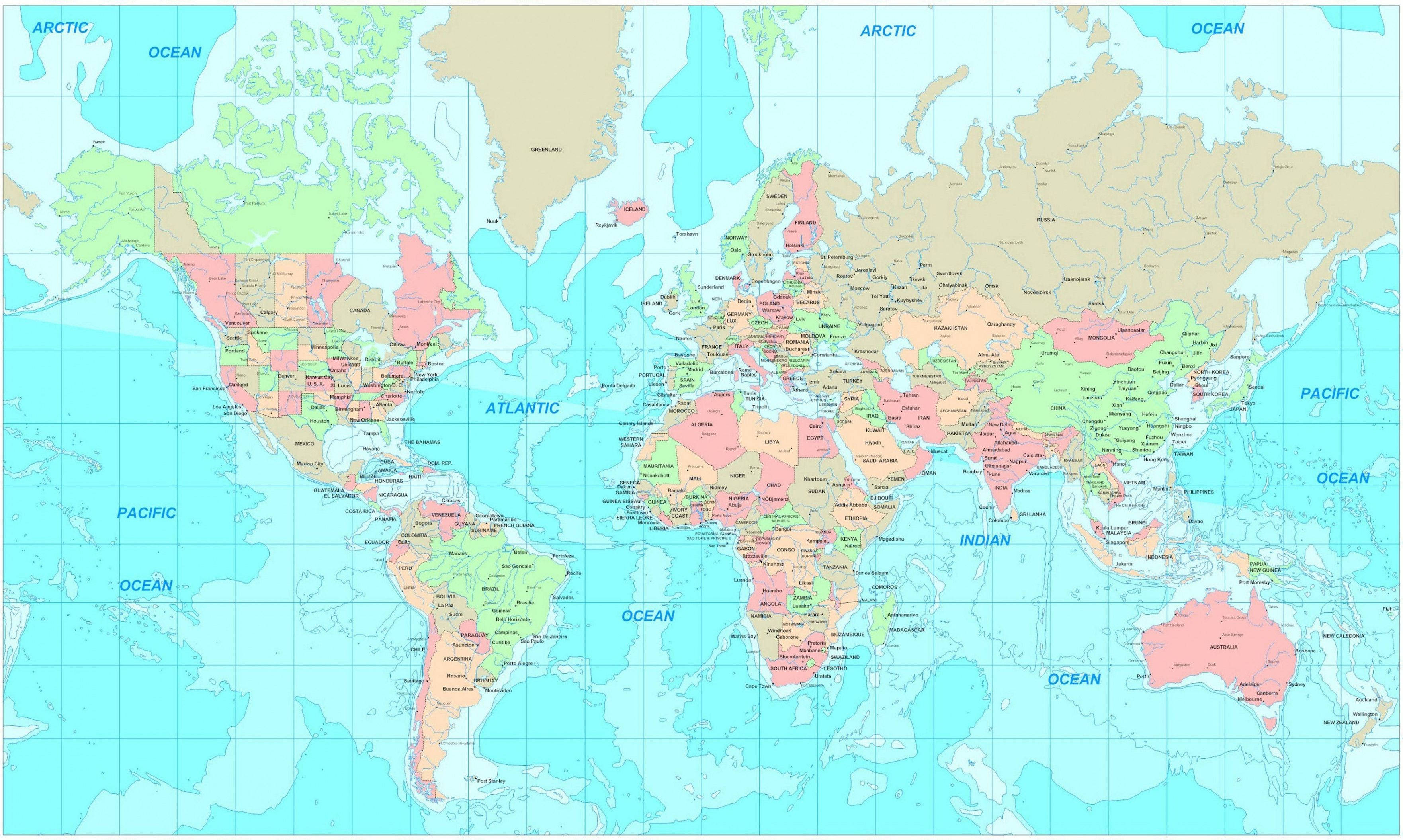 colored world map, grids, political world map, 2K Desktop Wallpaper