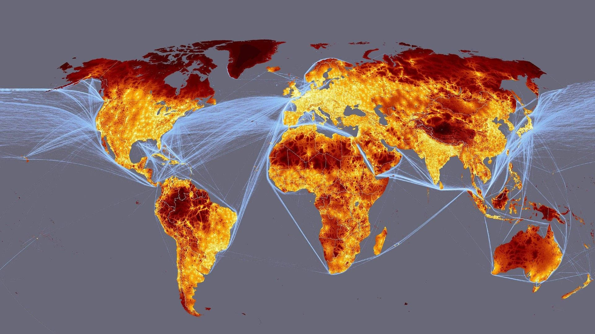 fiery world map, glowing world map, fiery continents, Full HD Desktop Wallpaper