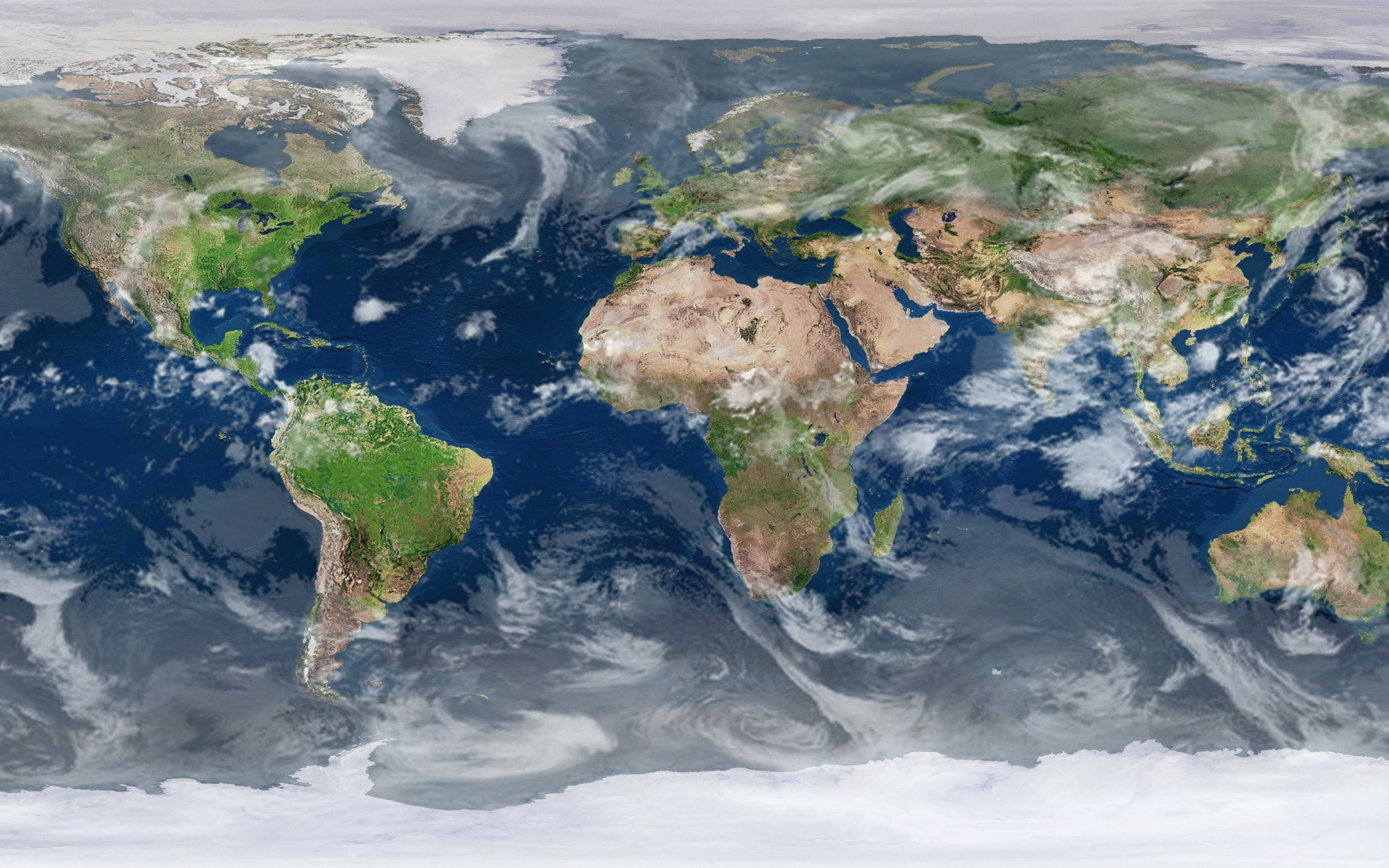 Cloudy World Map, 4K, aerial view, 4K Desktop Wallpaper