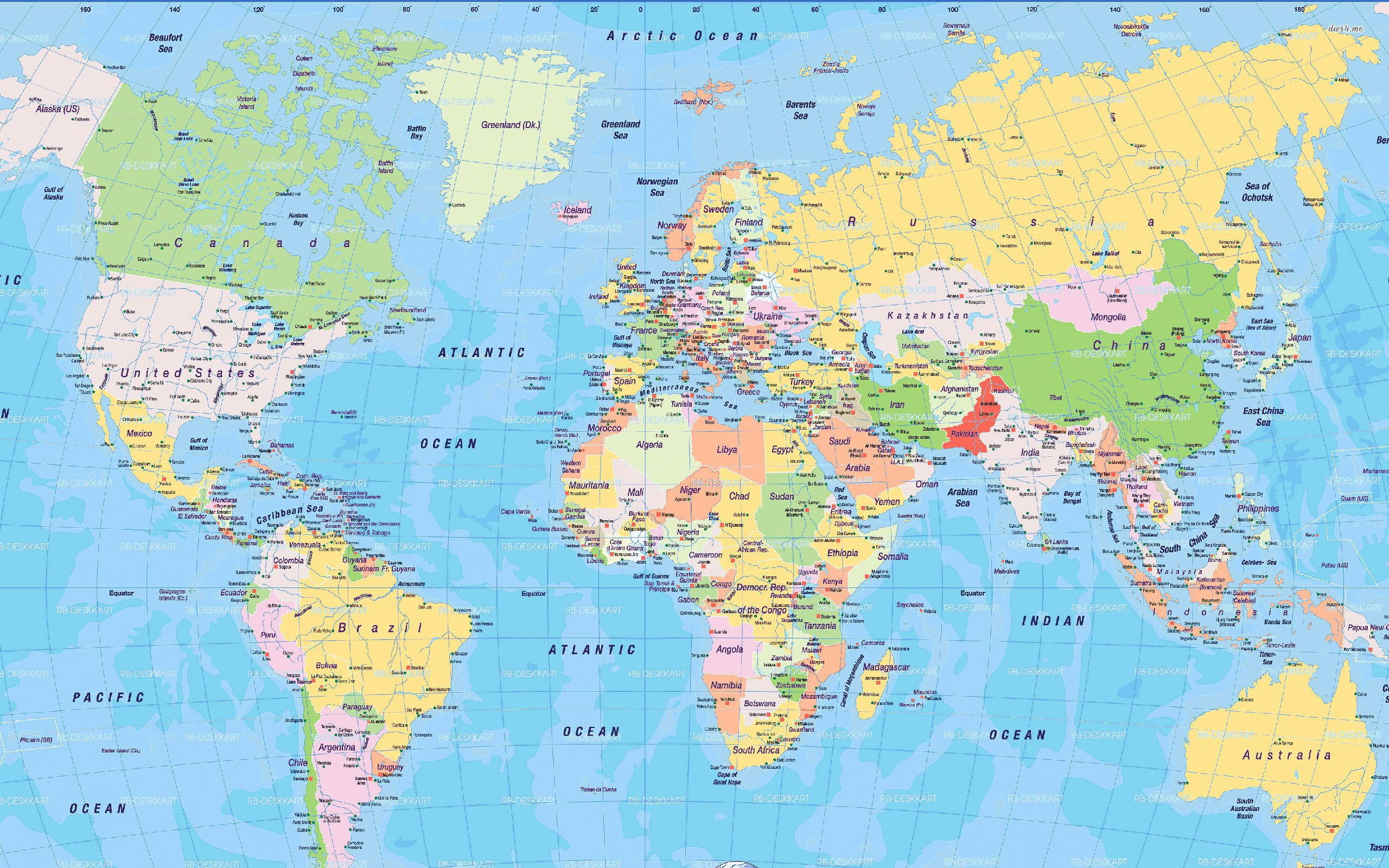 World Map, globe, blue background, 2K Desktop Wallpaper