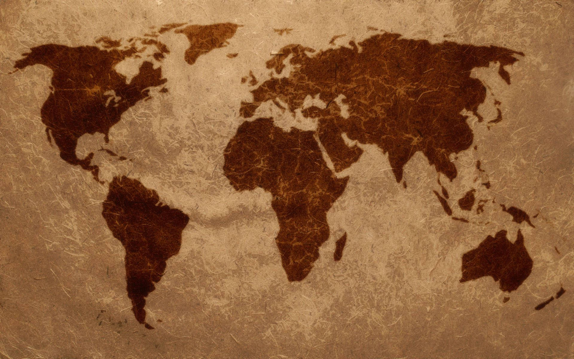 minimalist brown world map, vintage world map, dark brown continents, Full HD Desktop Wallpaper