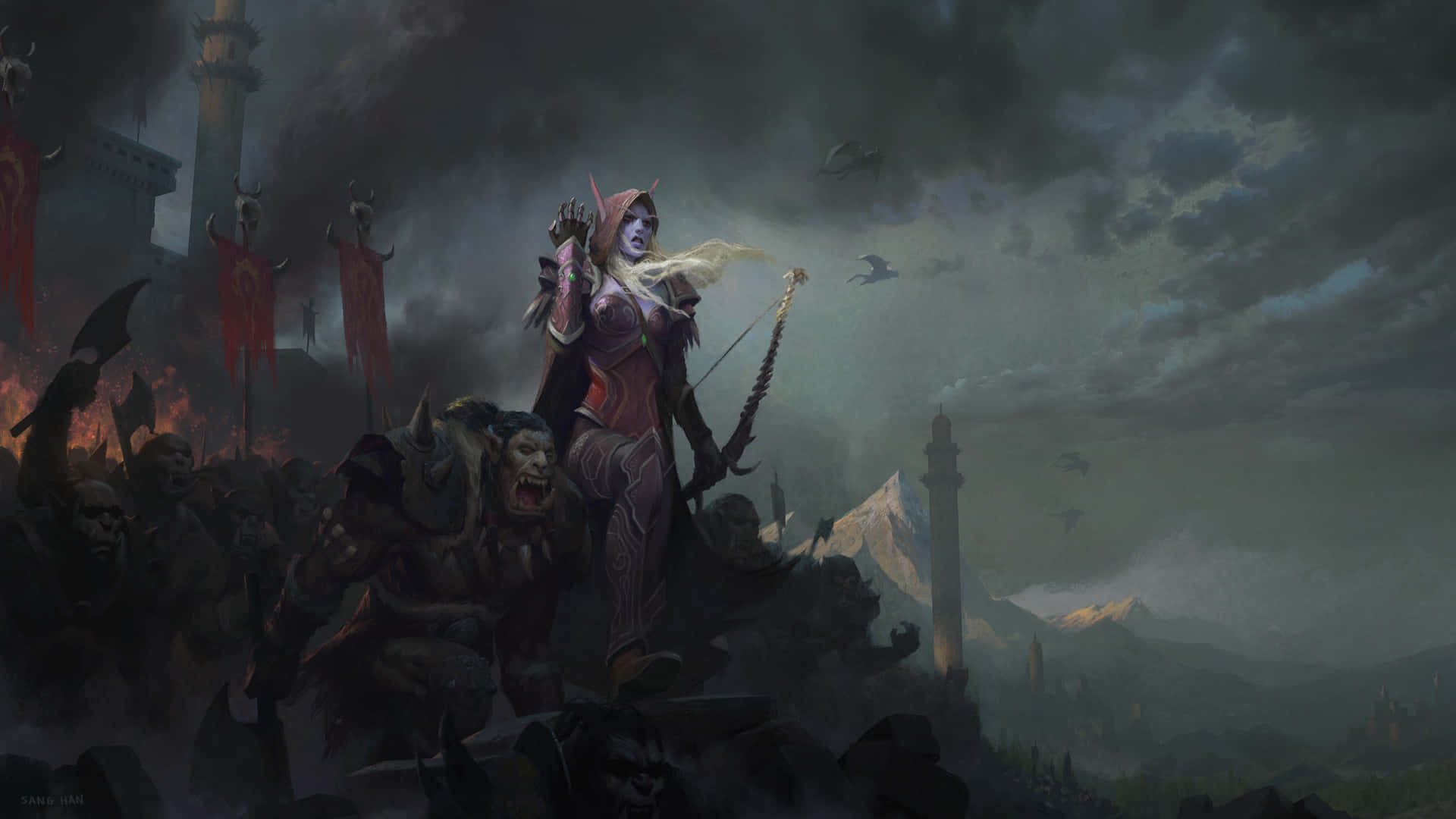 World Of Warcraft, dark fantasy warrior, glowing eyes, Full HD Desktop Wallpaper