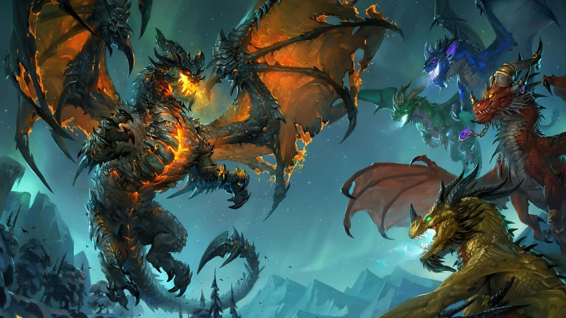 World Of Warcraft, dragon, colorful dragons, Full HD Desktop Wallpaper