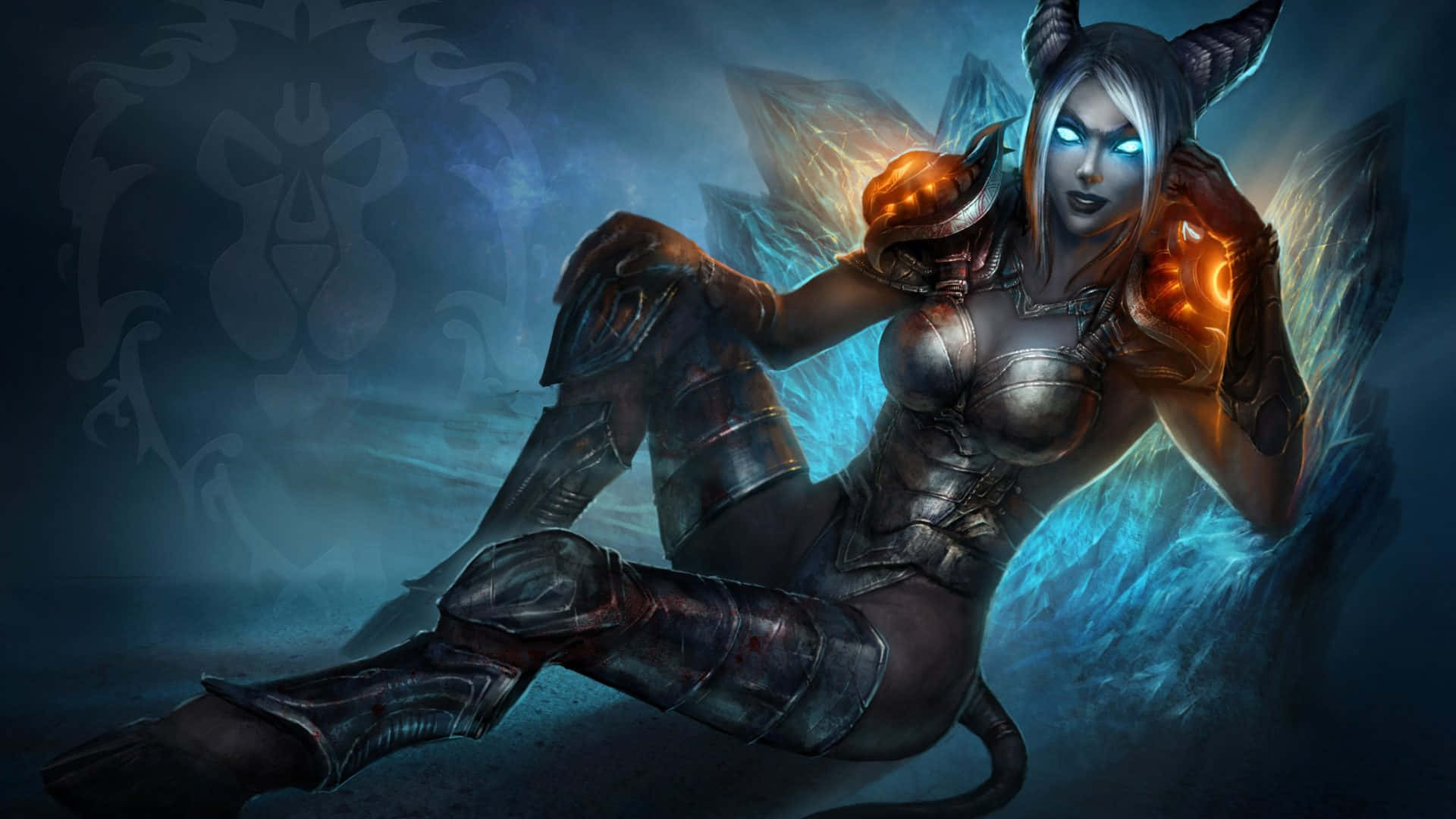 World Of Warcraft, demonic female warrior, ornate armor, Full HD Desktop Wallpaper