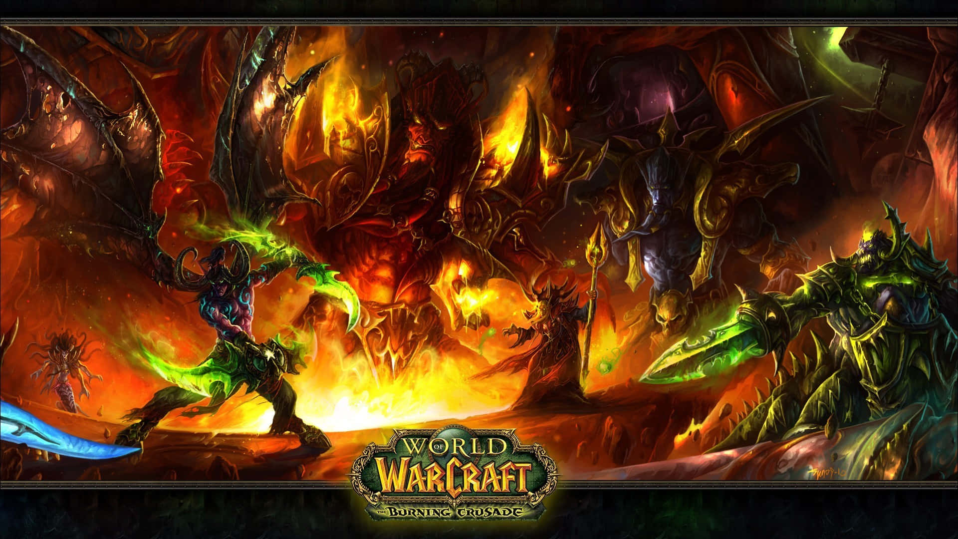 World of Warcraft, armored warriors, glowing blades, Full HD Desktop Wallpaper