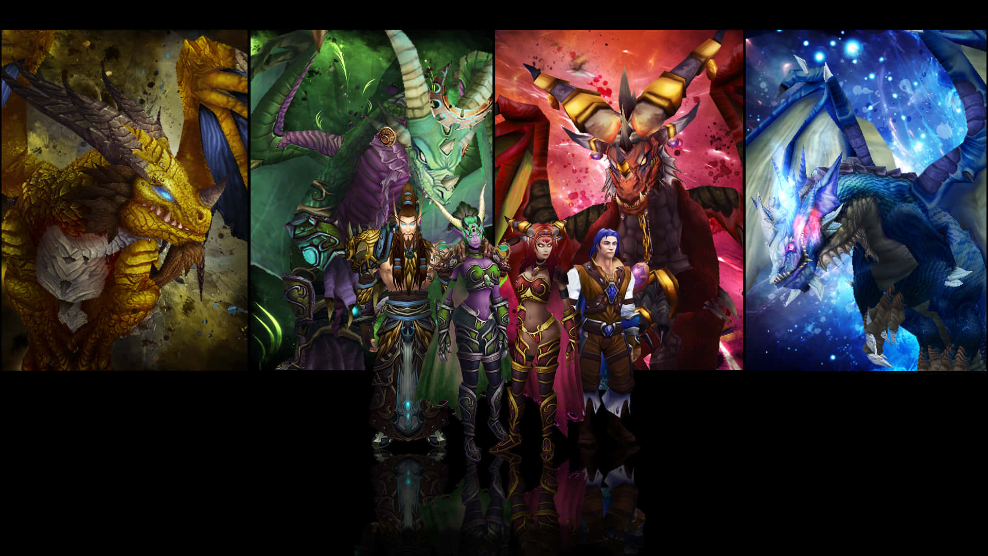 World Of Warcraft, fantasy dragons, armored heroes, Full HD Desktop Wallpaper