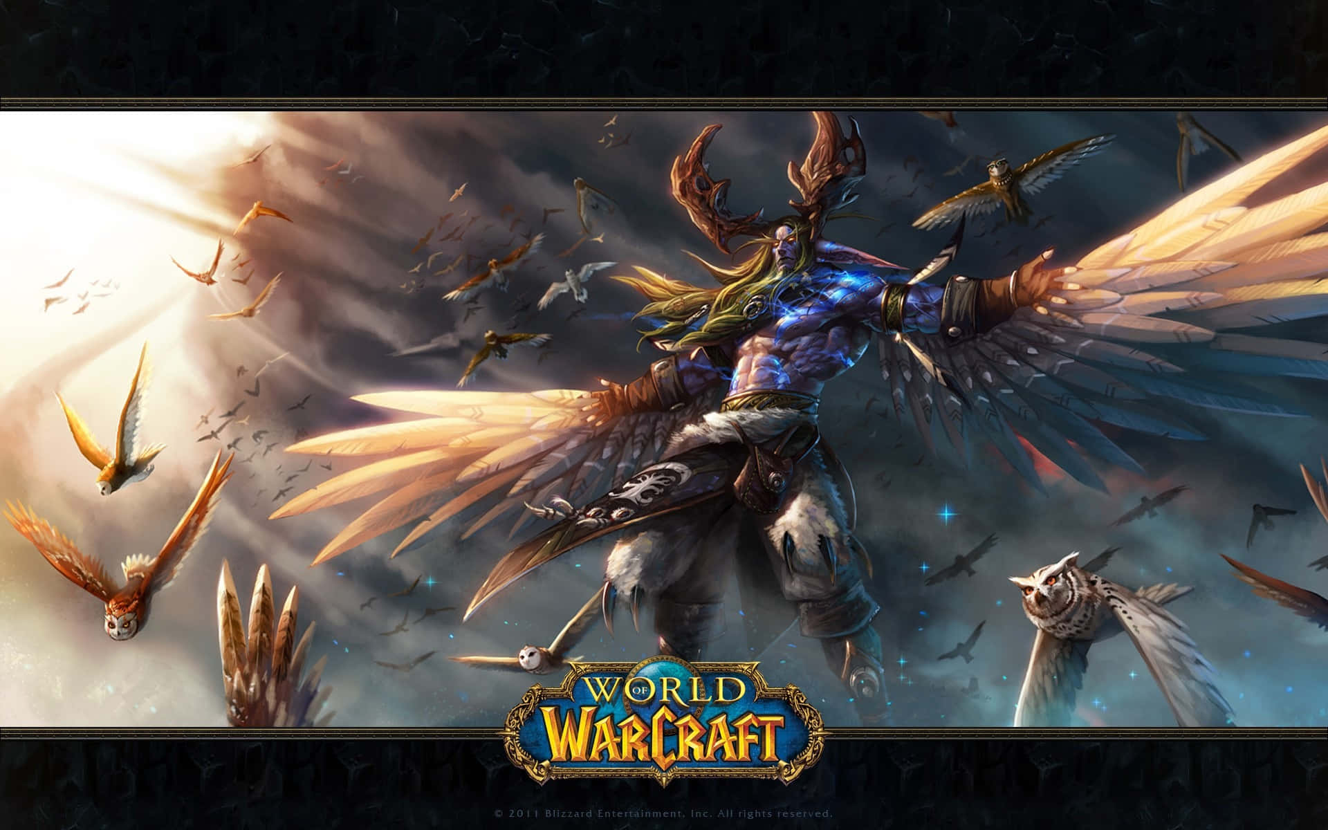 World of Warcraft, winged warrior, glowing blue skin, Full HD Desktop Wallpaper