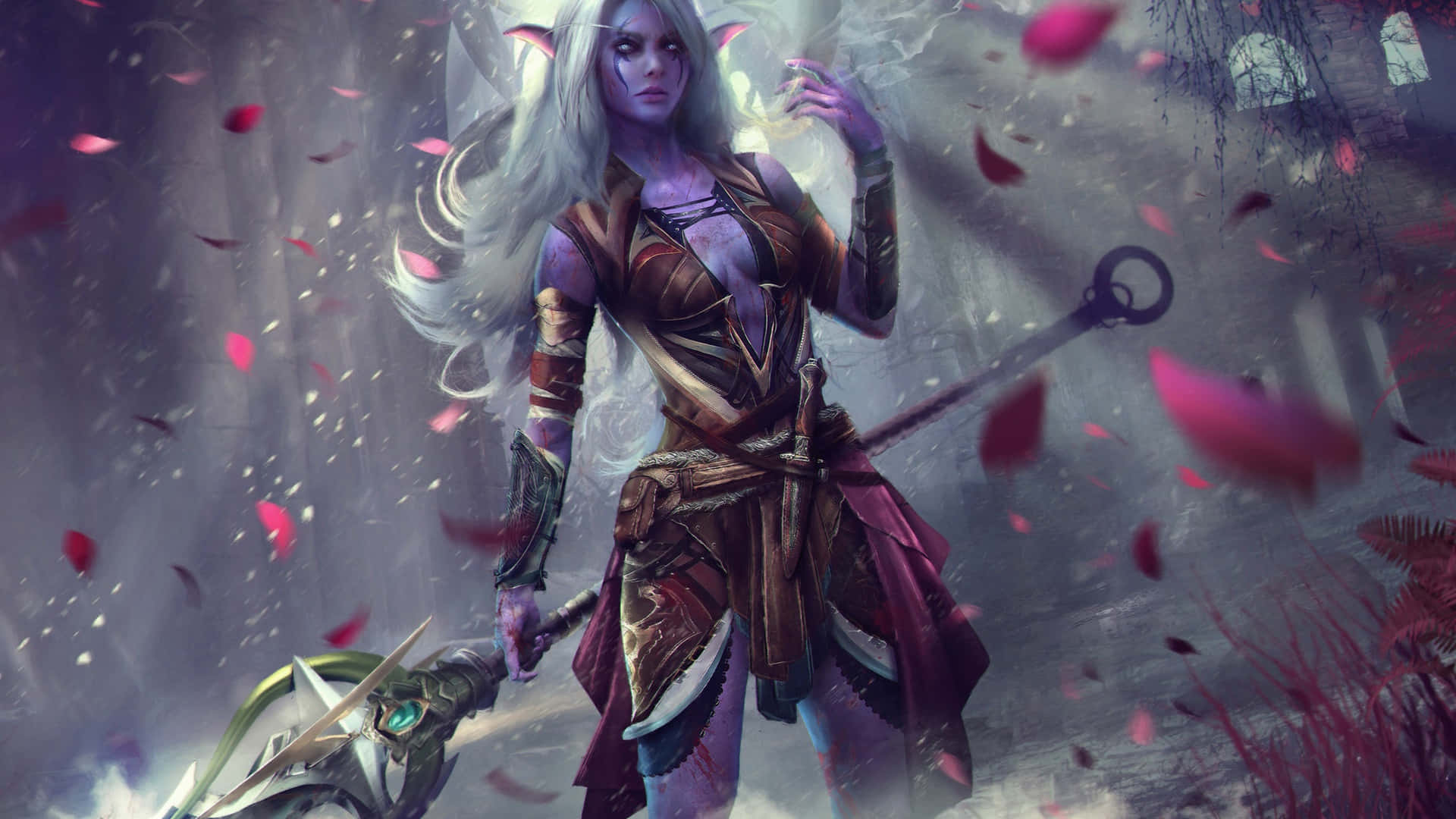 World Of Warcraft, elf warrior, glowing sword, Full HD Desktop Wallpaper