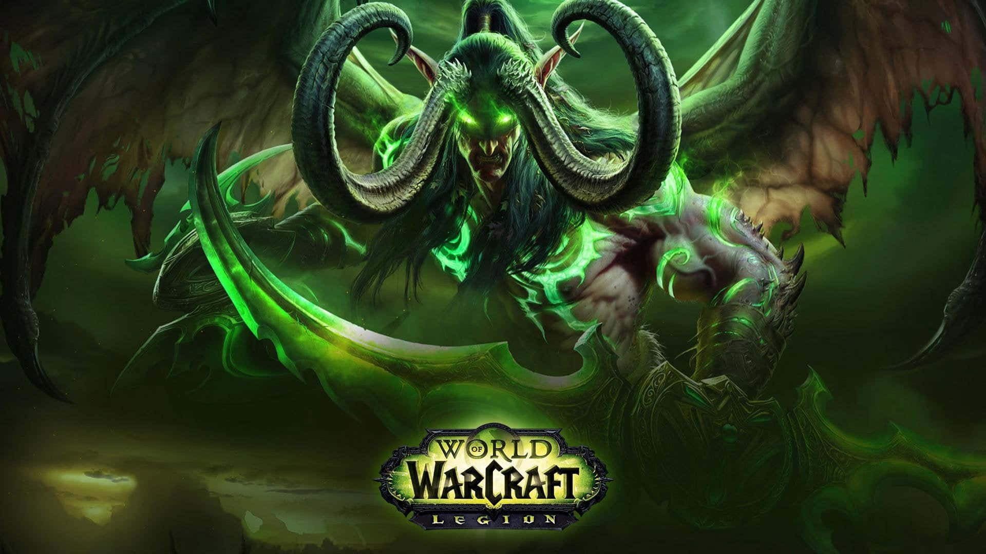 World of Warcraft, green-skinned demon, glowing eyes, Full HD Desktop Wallpaper