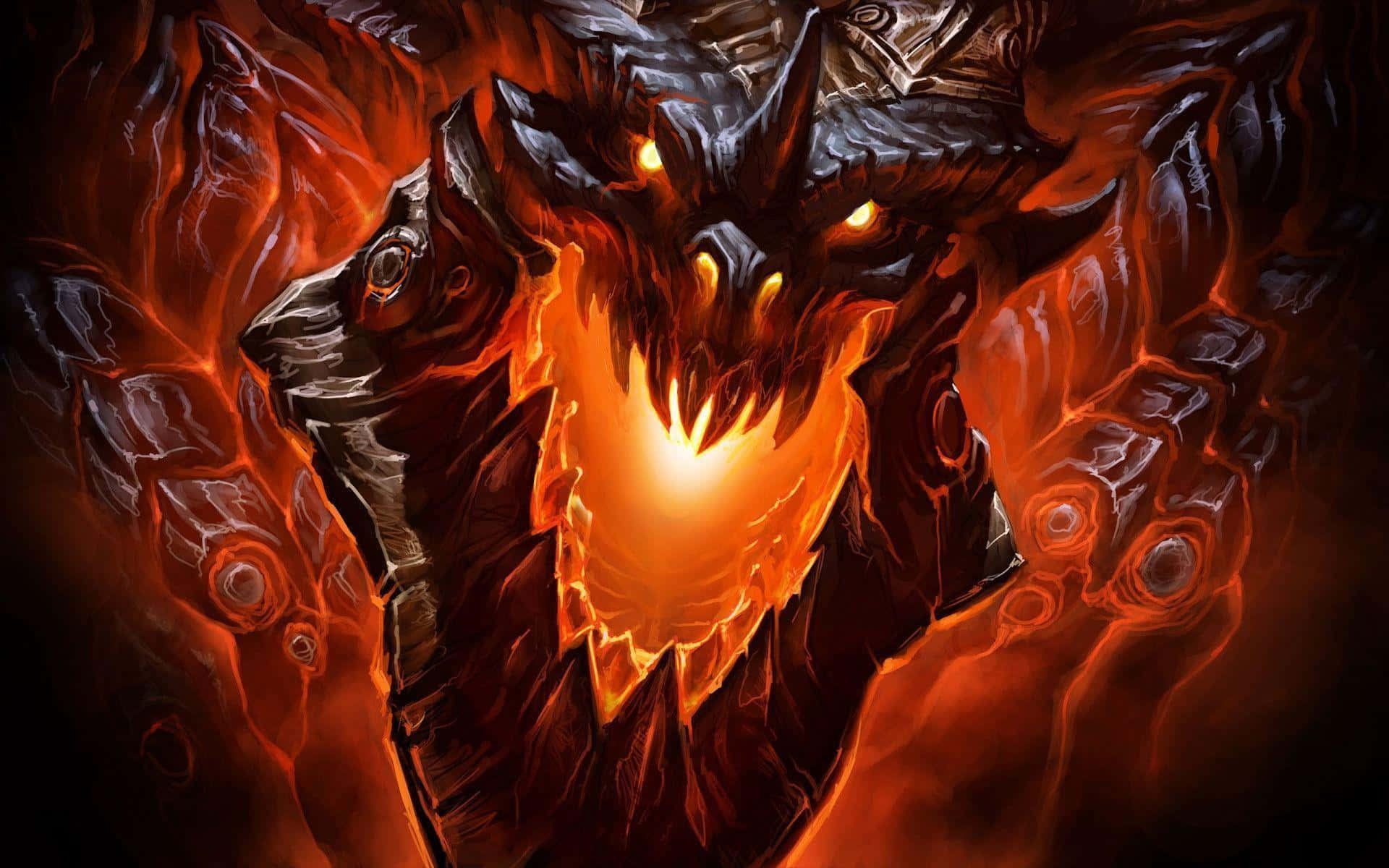World of Warcraft Cataclysm, demonic creature, glowing orange eyes, Full HD Desktop Wallpaper