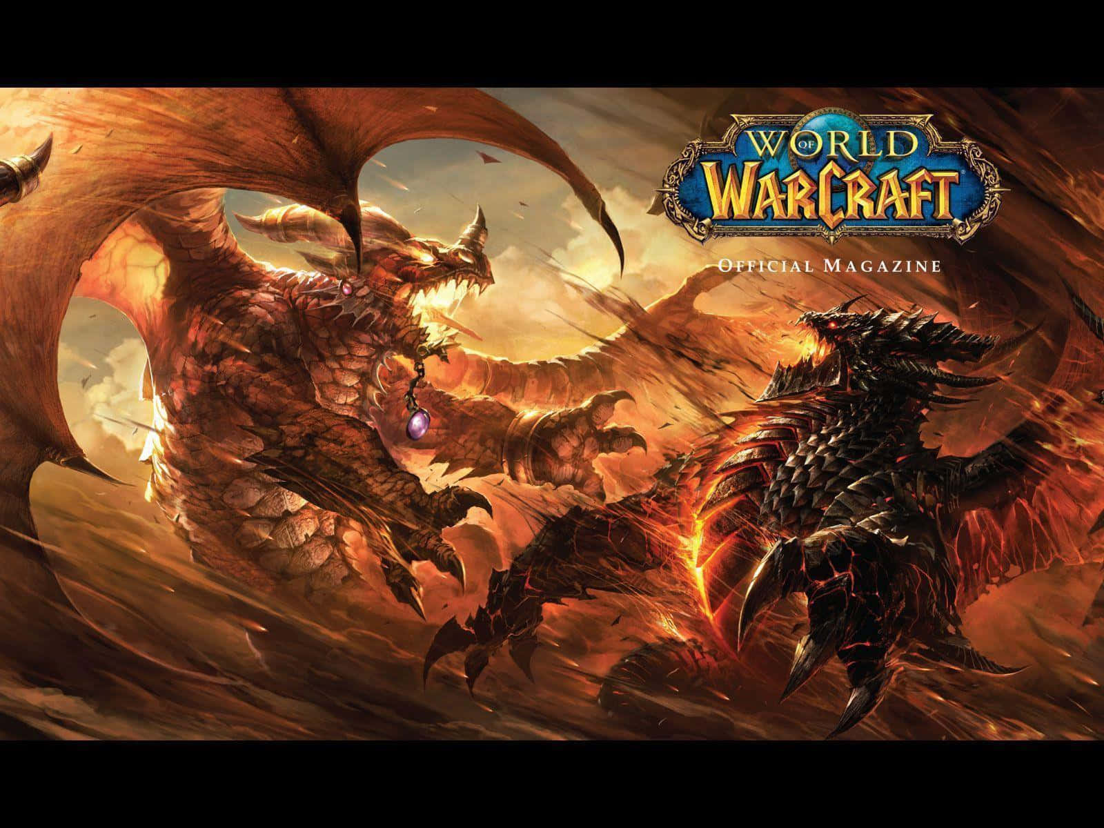 World Of Warcraft Cataclysm, colossal dragons, fiery battle, HD Desktop Wallpaper