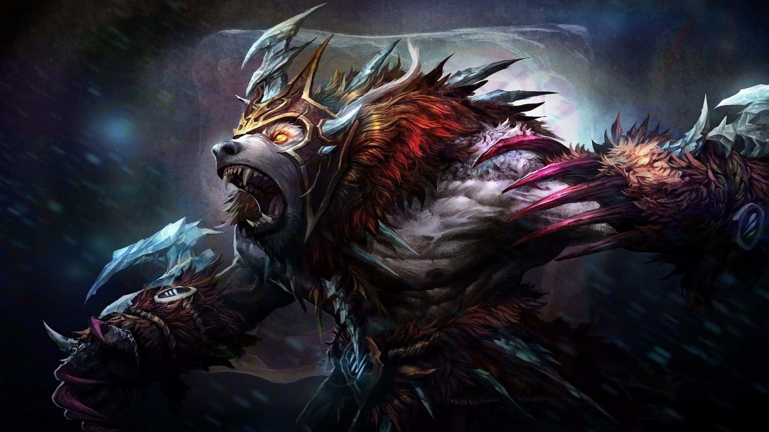 World of Warcraft, demonic wolf, glowing eyes, 2K Desktop Wallpaper
