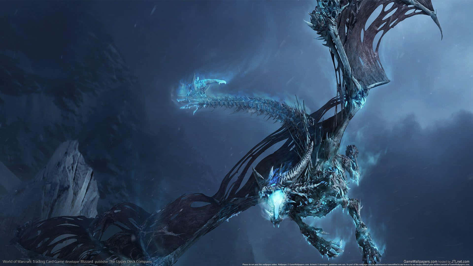World of Warcraft, icy dragon, glowing blue scales, Full HD Desktop Wallpaper