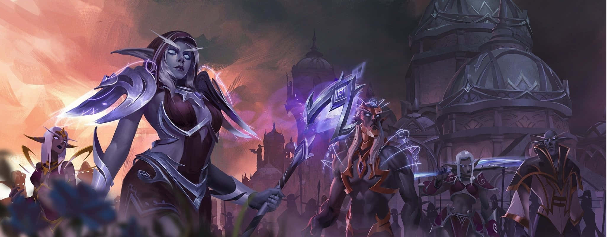 World Of Warcraft, fantasy warrior, glowing purple armor, Full HD Desktop Wallpaper