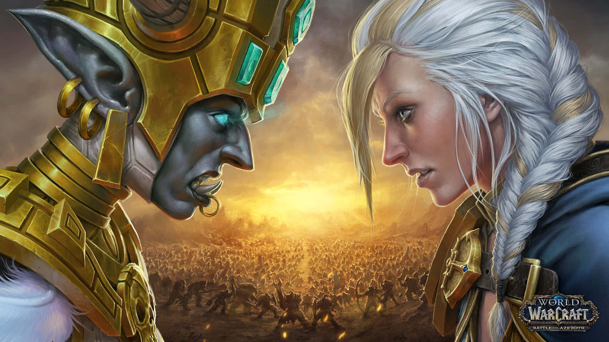 World Of Warcraft 2, fantasy warriors, dramatic sunset, 2K Desktop Wallpaper