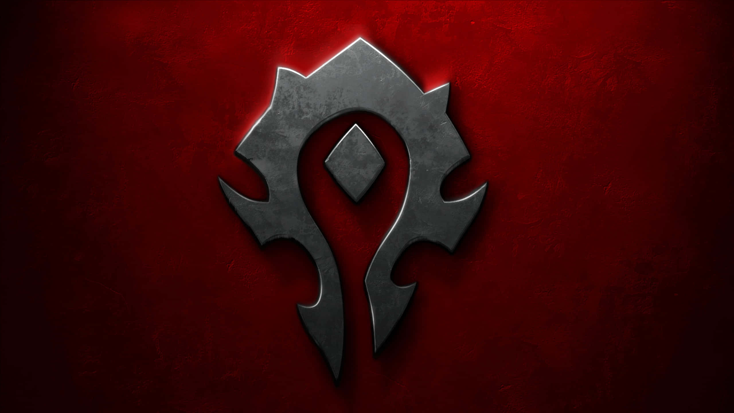 World of Warcraft Horde, emblem, metallic dark silver, 2K Desktop Wallpaper